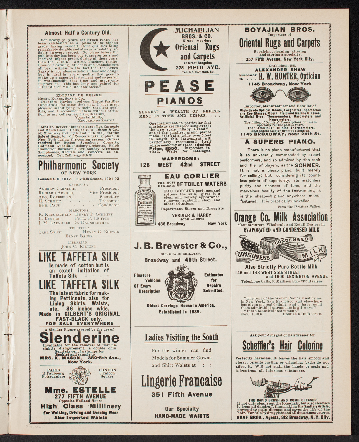 Wetzler Symphony Orchestra with Fritz Kreisler, March 11, 1902, program page 3