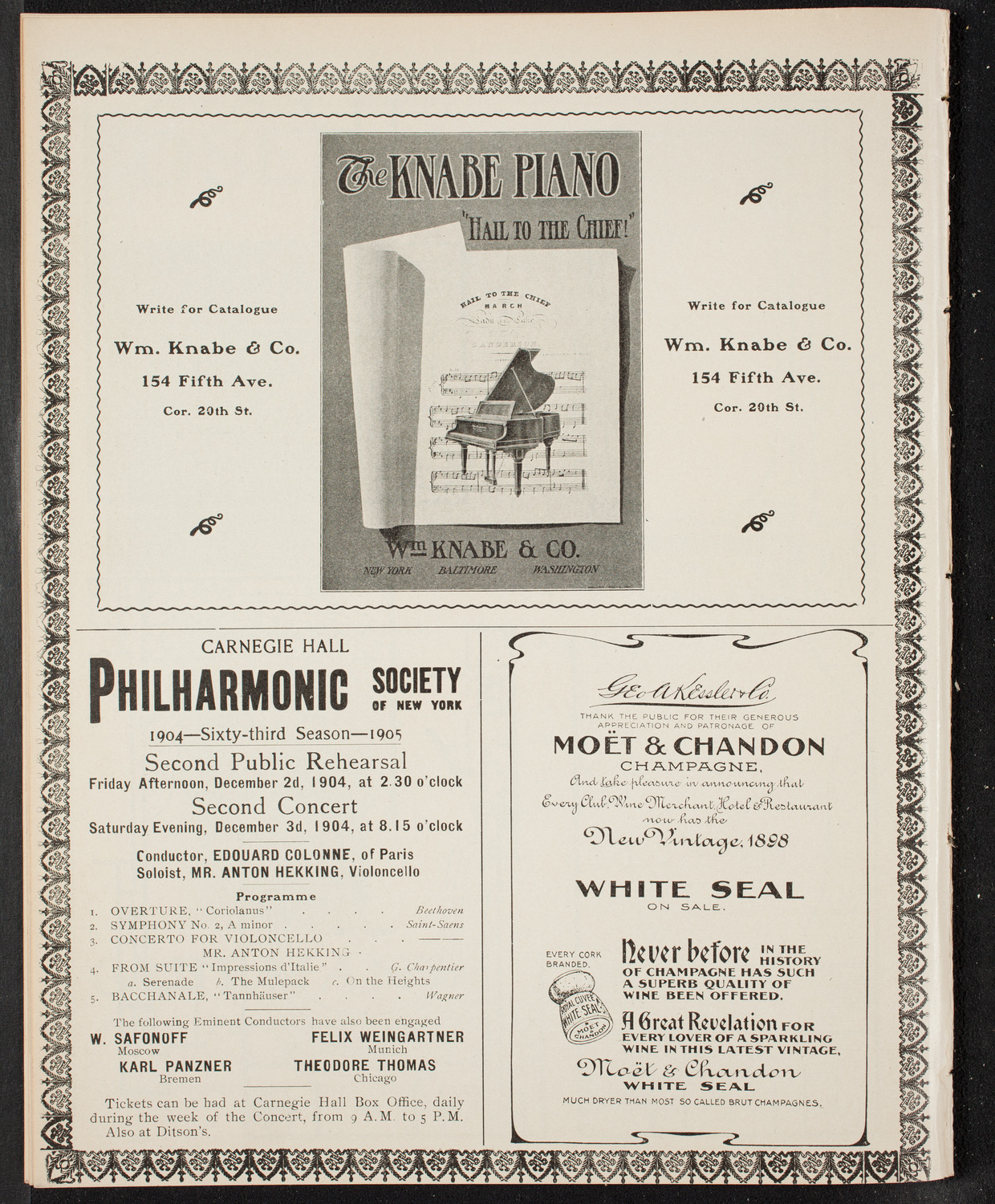 Johanna Gadski, Soprano, and David Bispham, Bass, November 17, 1904, program page 12