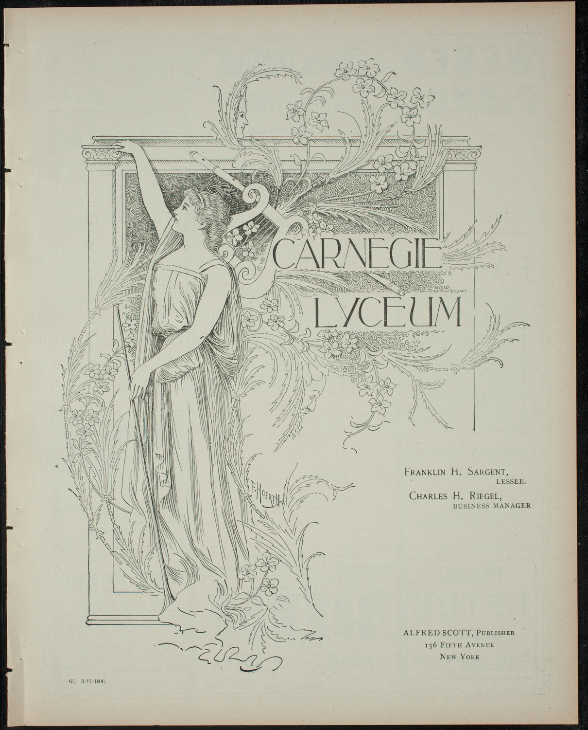 Comparative Literature Society, March 17, 1900, program page 1