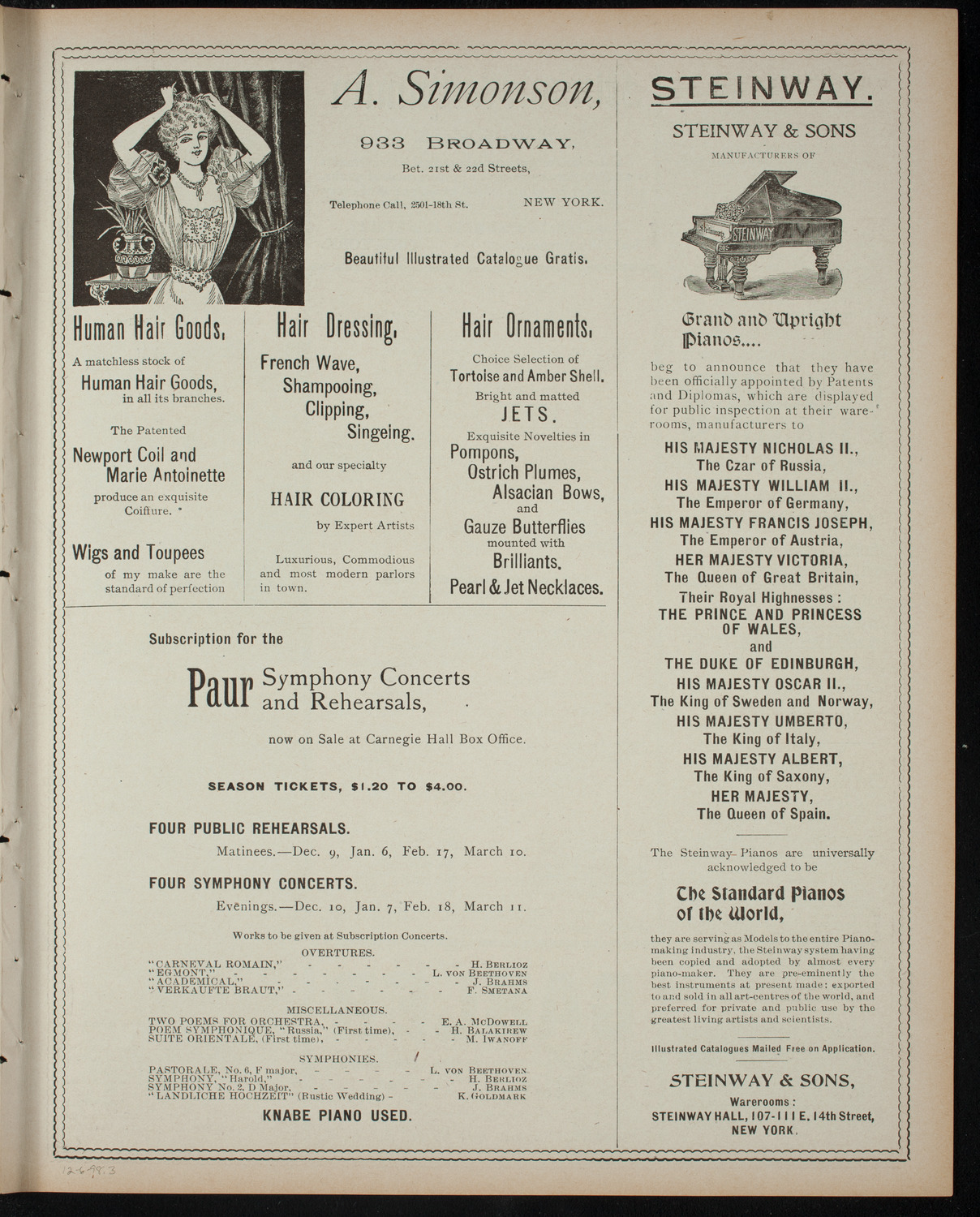 Students' Dramatic Club, December 6, 1898, program page 5