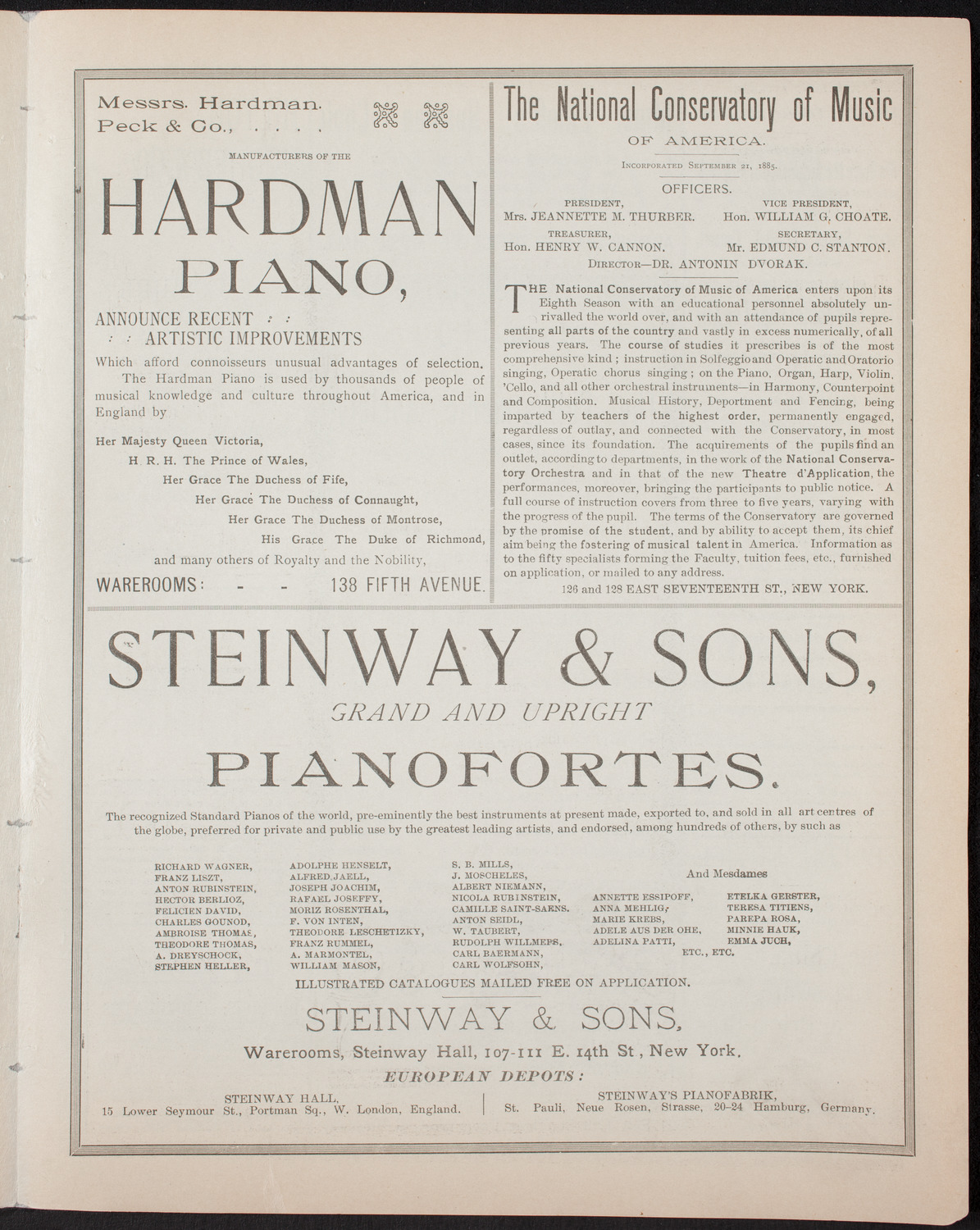 New York Philharmonic, January 13, 1893, program page 5