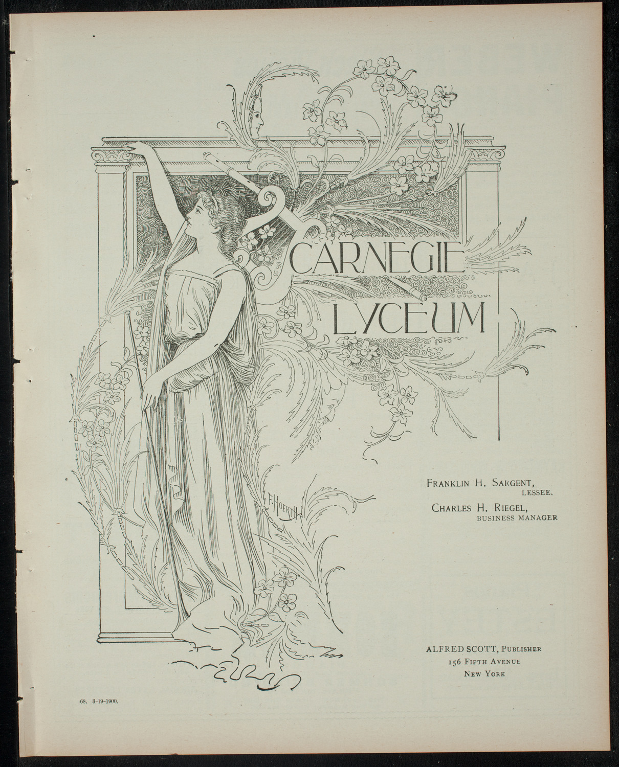 The Merrymakers Dramatic Club, March 19, 1900, program page 1