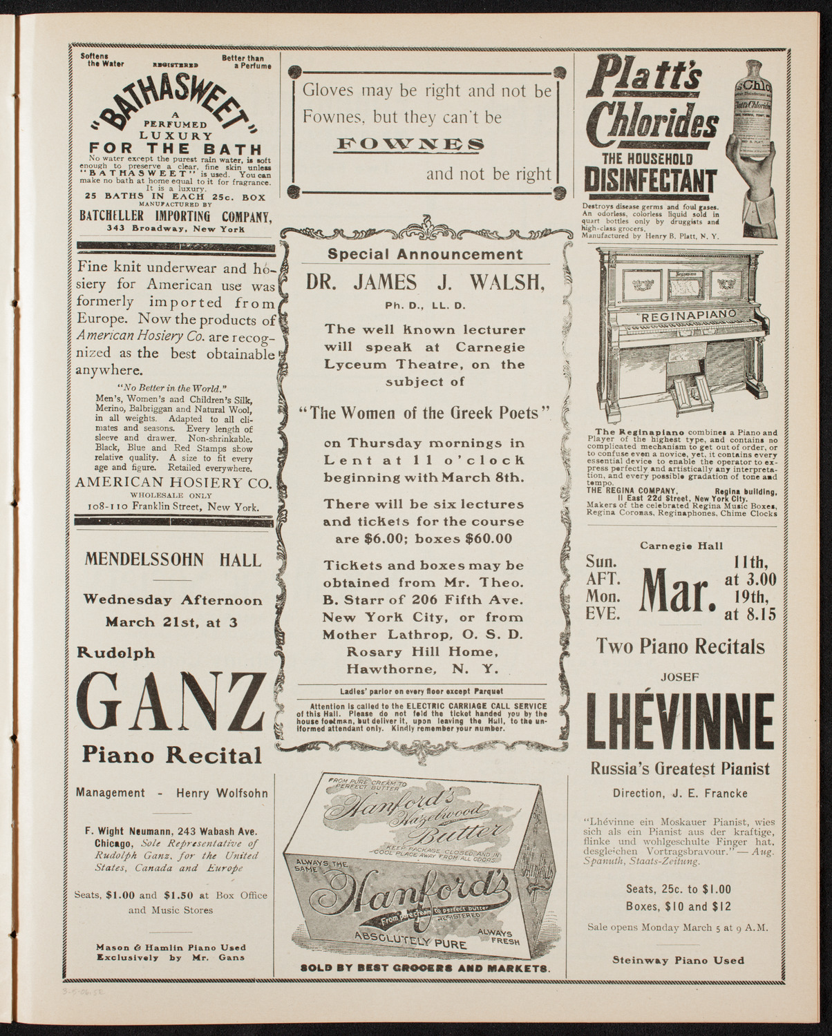 Benefit: Hospitals for Incurable Cancer, March 5, 1906, program page 9