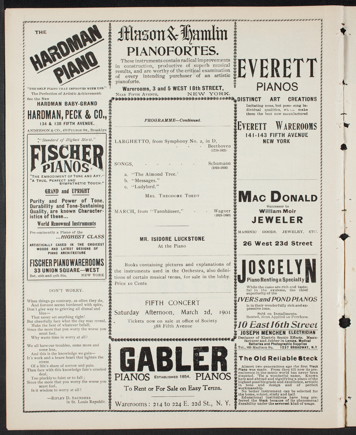 Symphony Concert for Young People, February 9, 1901, program page 6