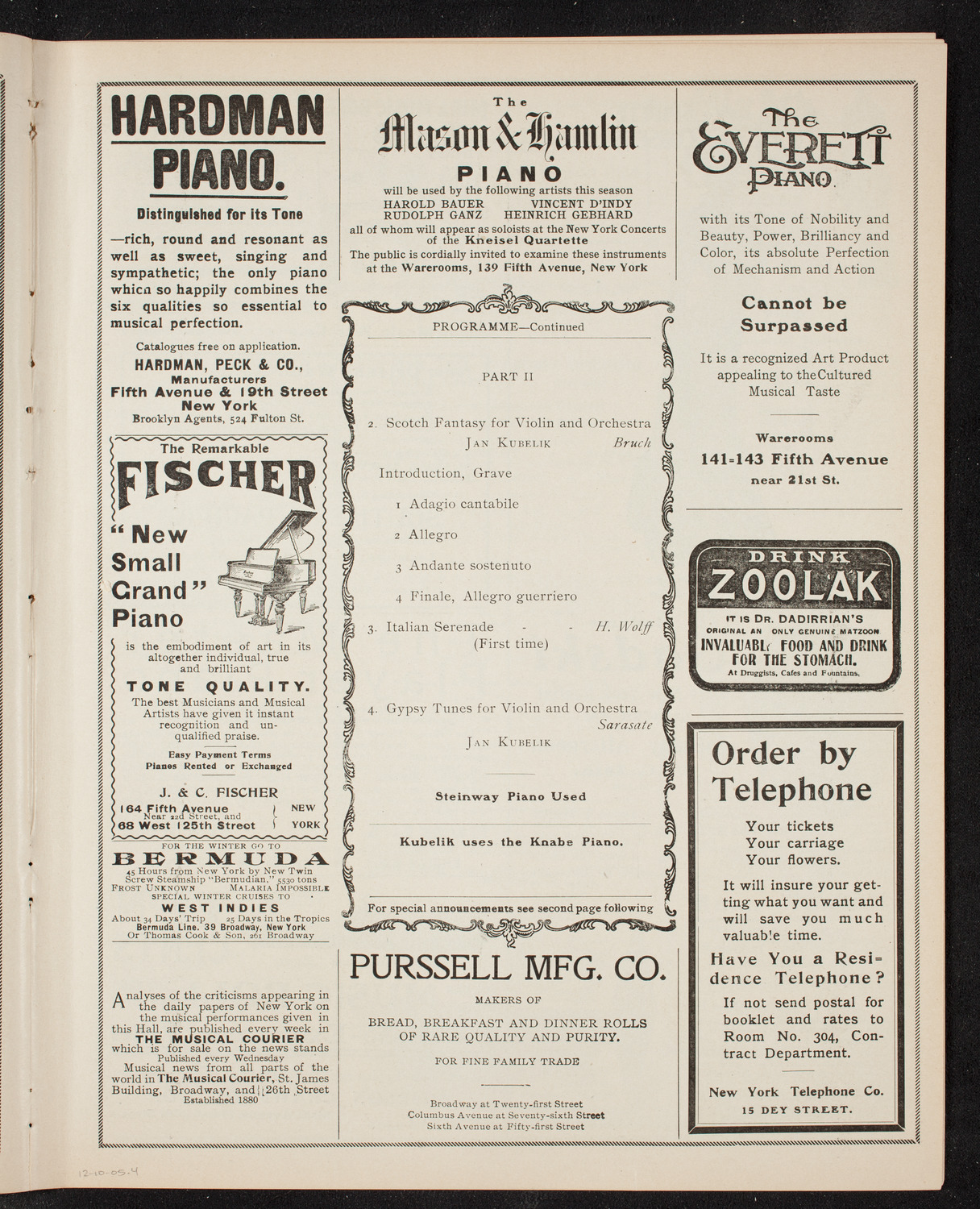 New York Symphony Orchestra, December 10, 1905, program page 7