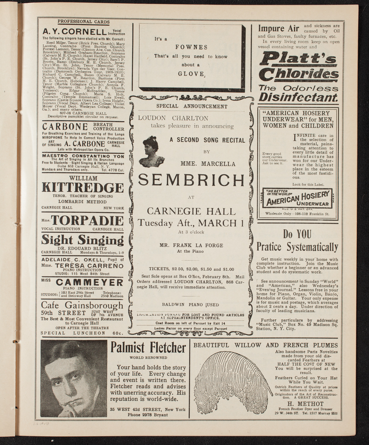 Volpe Symphony Society of New York, February 6, 1910, program page 9