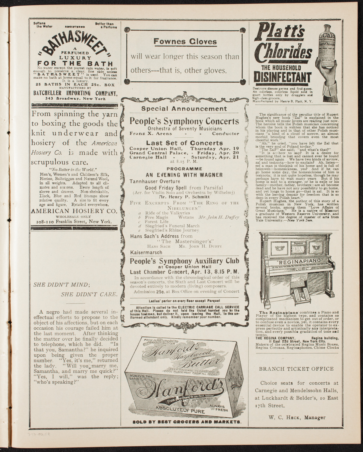 Boston Symphony Orchestra, March 17, 1906, program page 9