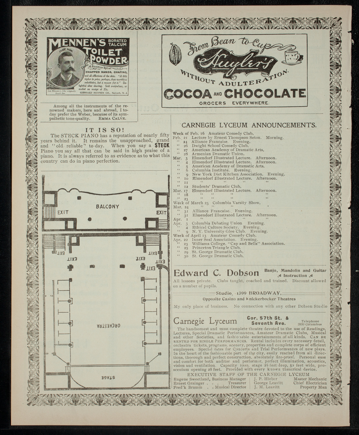 Third Annual Entertainment of the Junior League for the College Settlement, February 18, 1903, program page 4