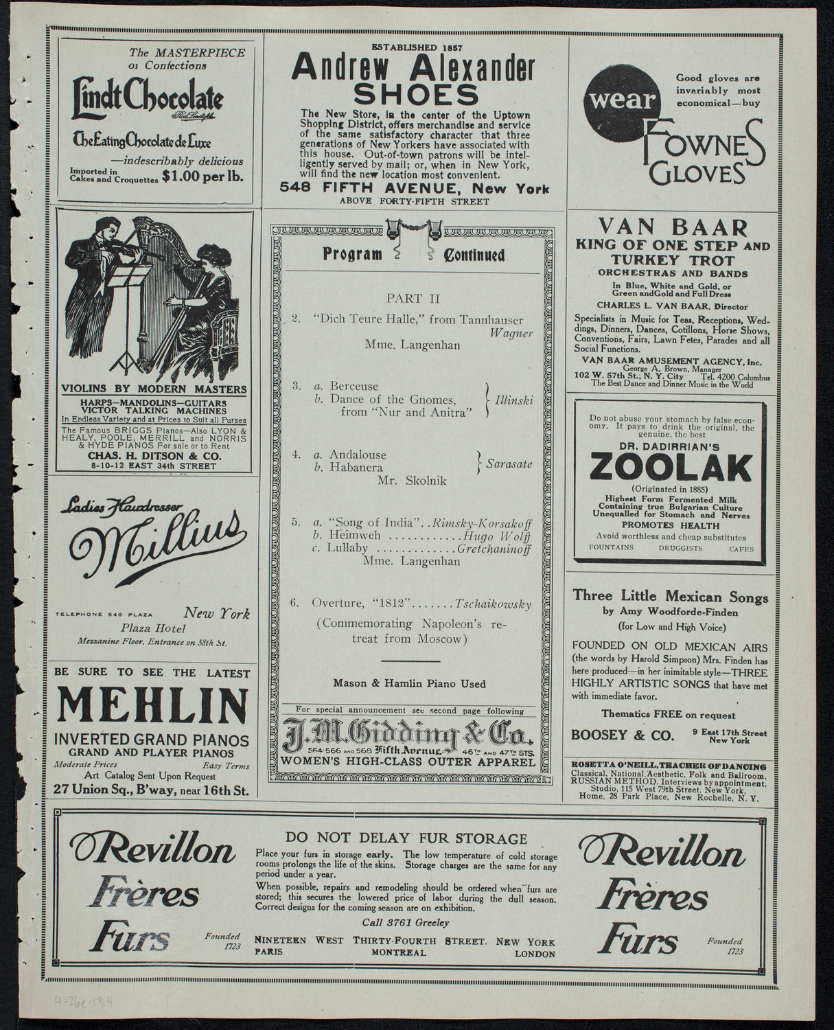 Russian Symphony Society of New York, April 26, 1913, program page 7