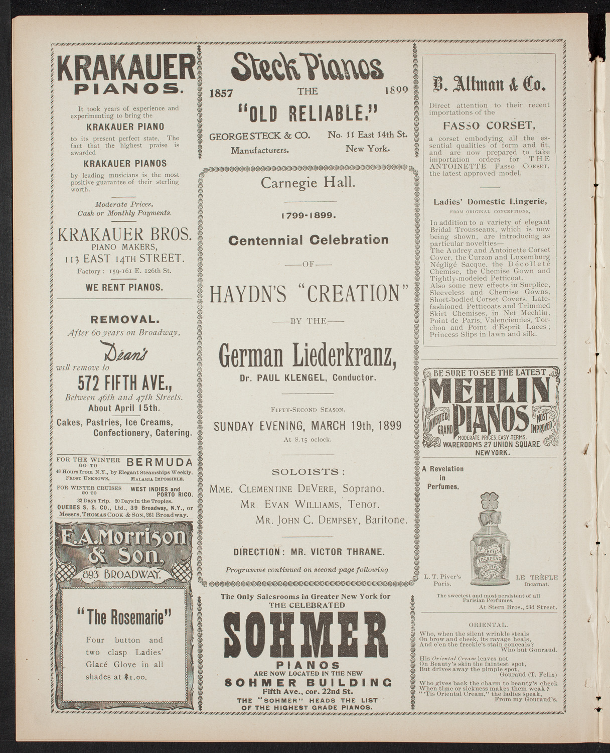German Liederkranz, March 19, 1899, program page 4