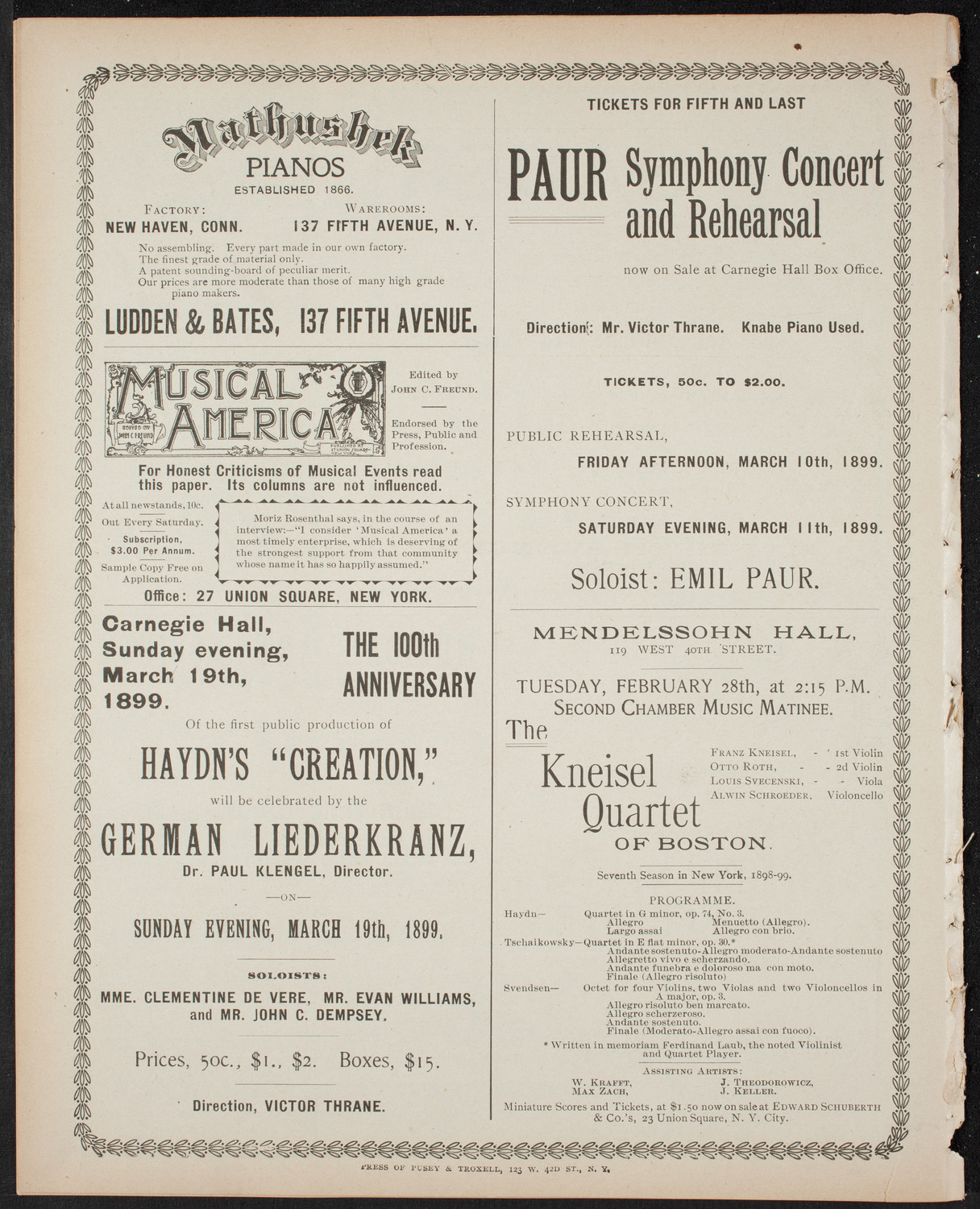 New York Philharmonic, February 25, 1899, program page 8