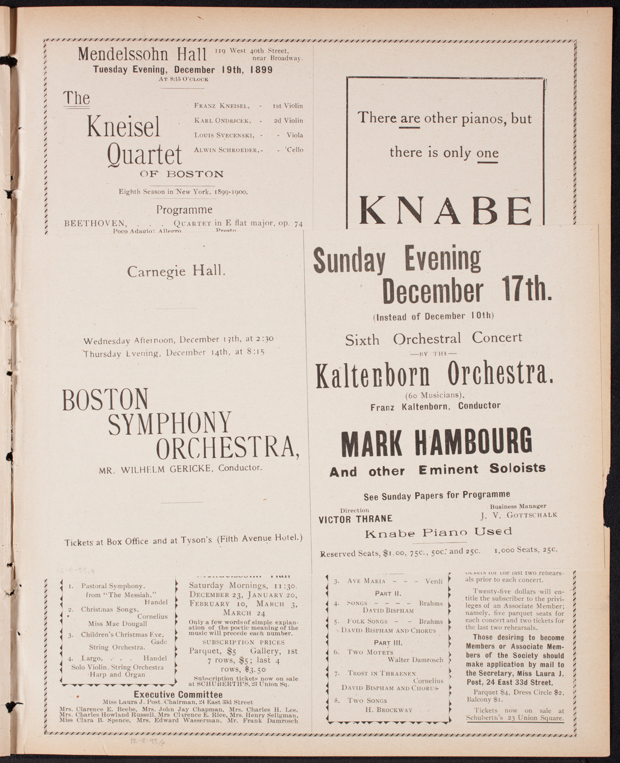 New York Premiere, December 8, 1899, program page 7