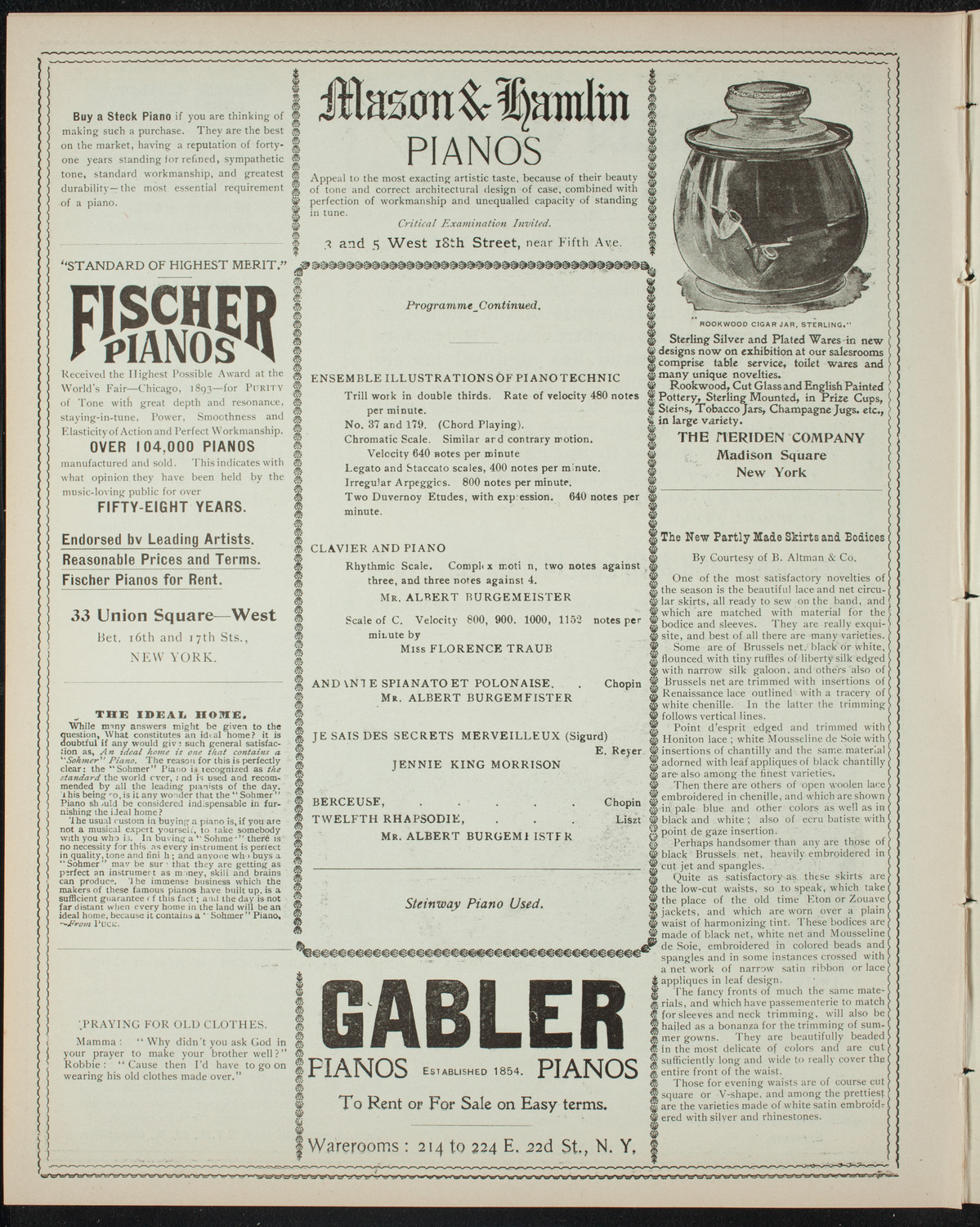 Virgil Piano School Student Recital, April 6, 1898, program page 6