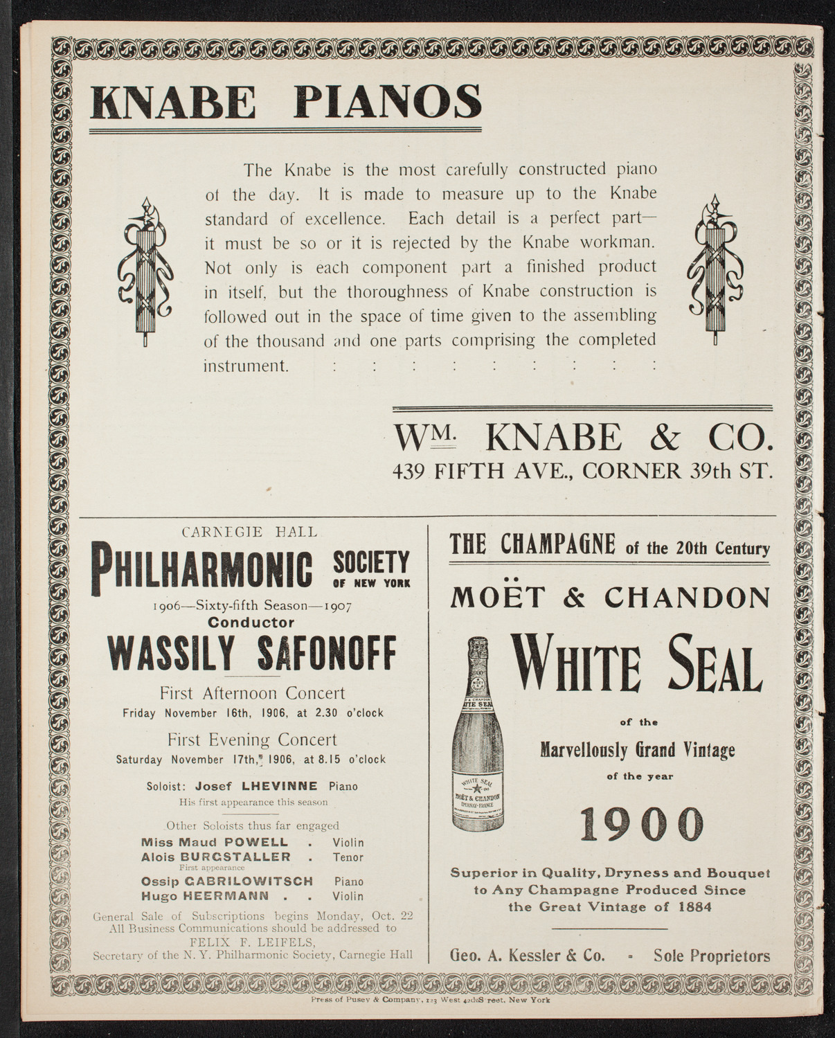 New York Symphony Orchestra, November 11, 1906, program page 14
