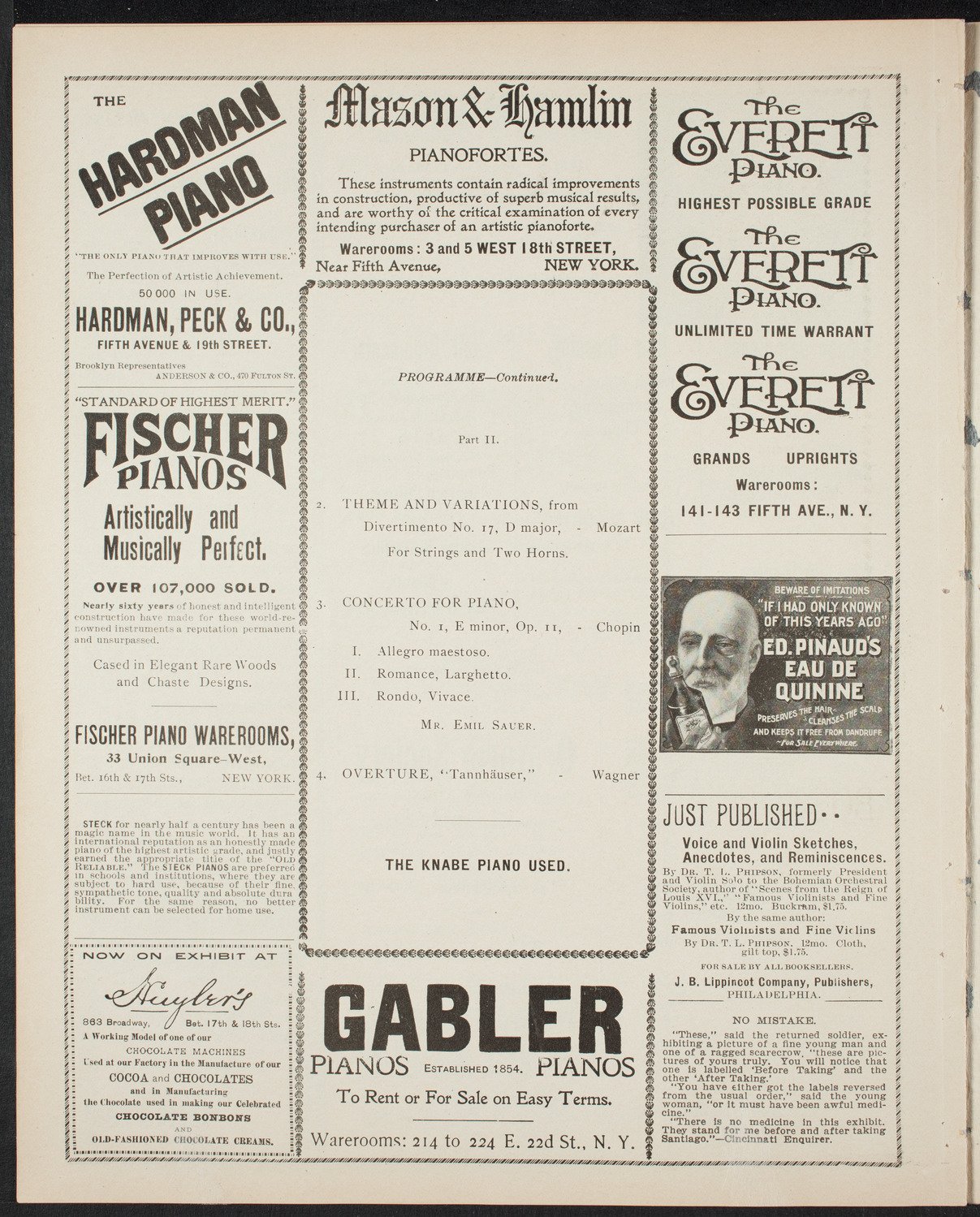 New York Philharmonic, February 3, 1899, program page 6