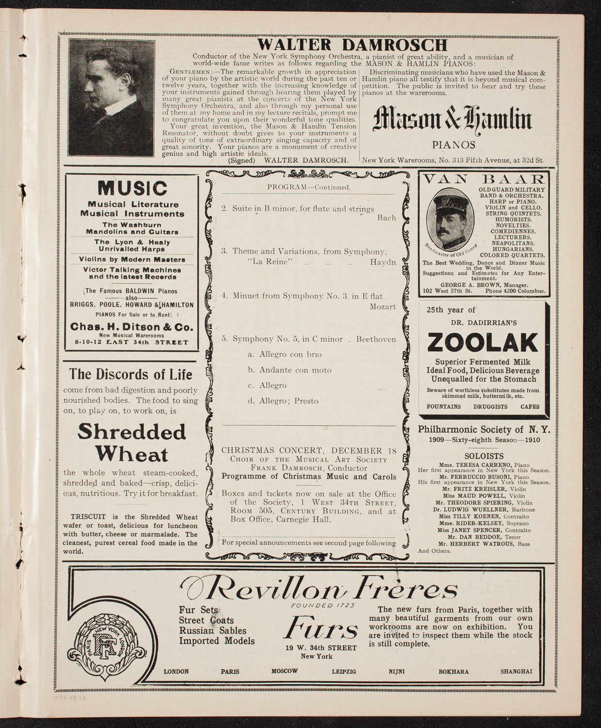 Symphony Concert for Young People, November 27, 1909, program page 7
