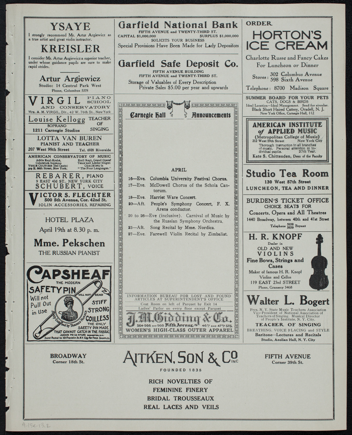The Civic Forum, April 15, 1913, program page 3