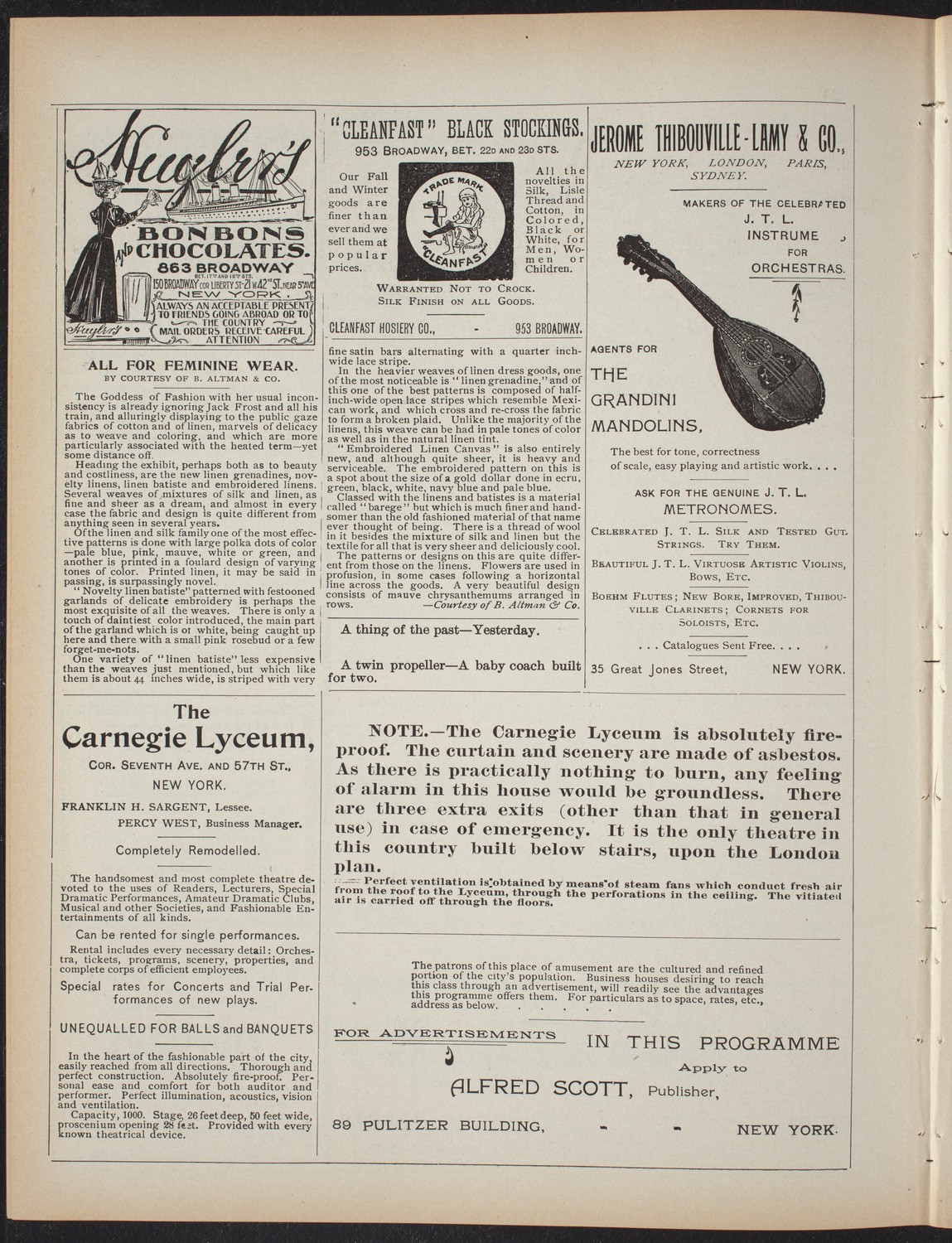 Trinity School Dramatic Club, April 26, 1897, program page 4