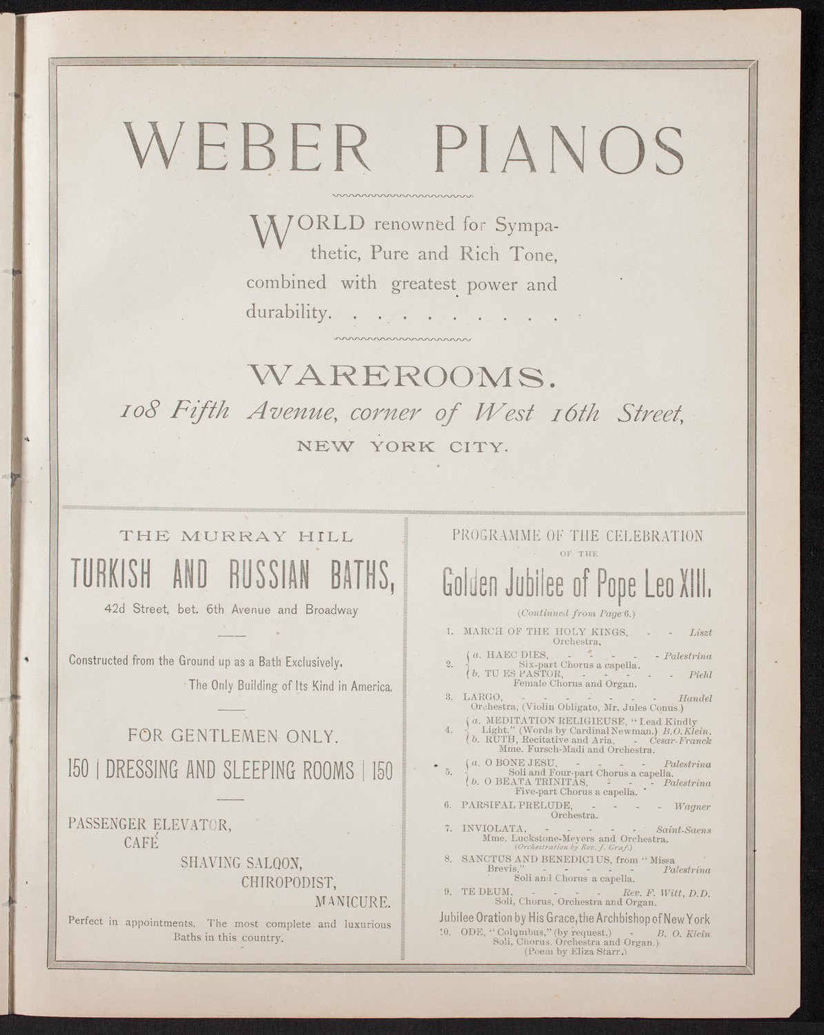 Damrosch Sunday Concert, February 5, 1893, program page 7