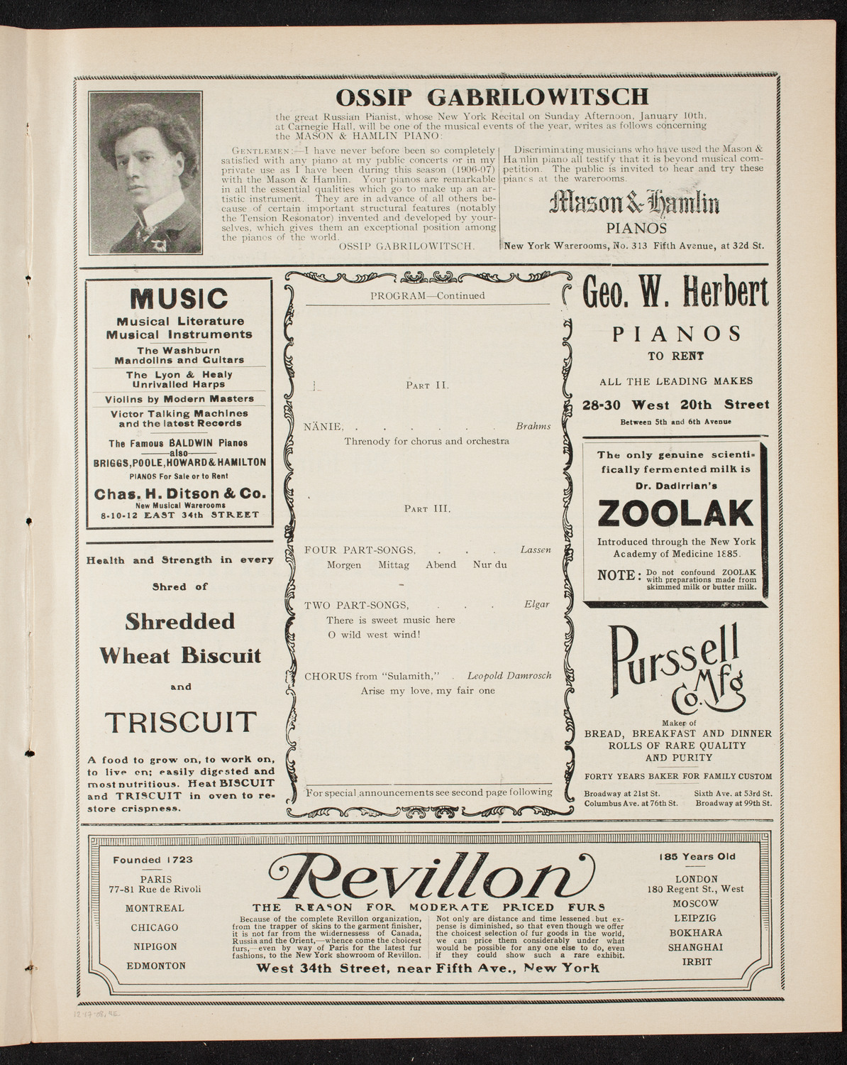 Musical Art Society of New York, December 17, 1908, program page 7