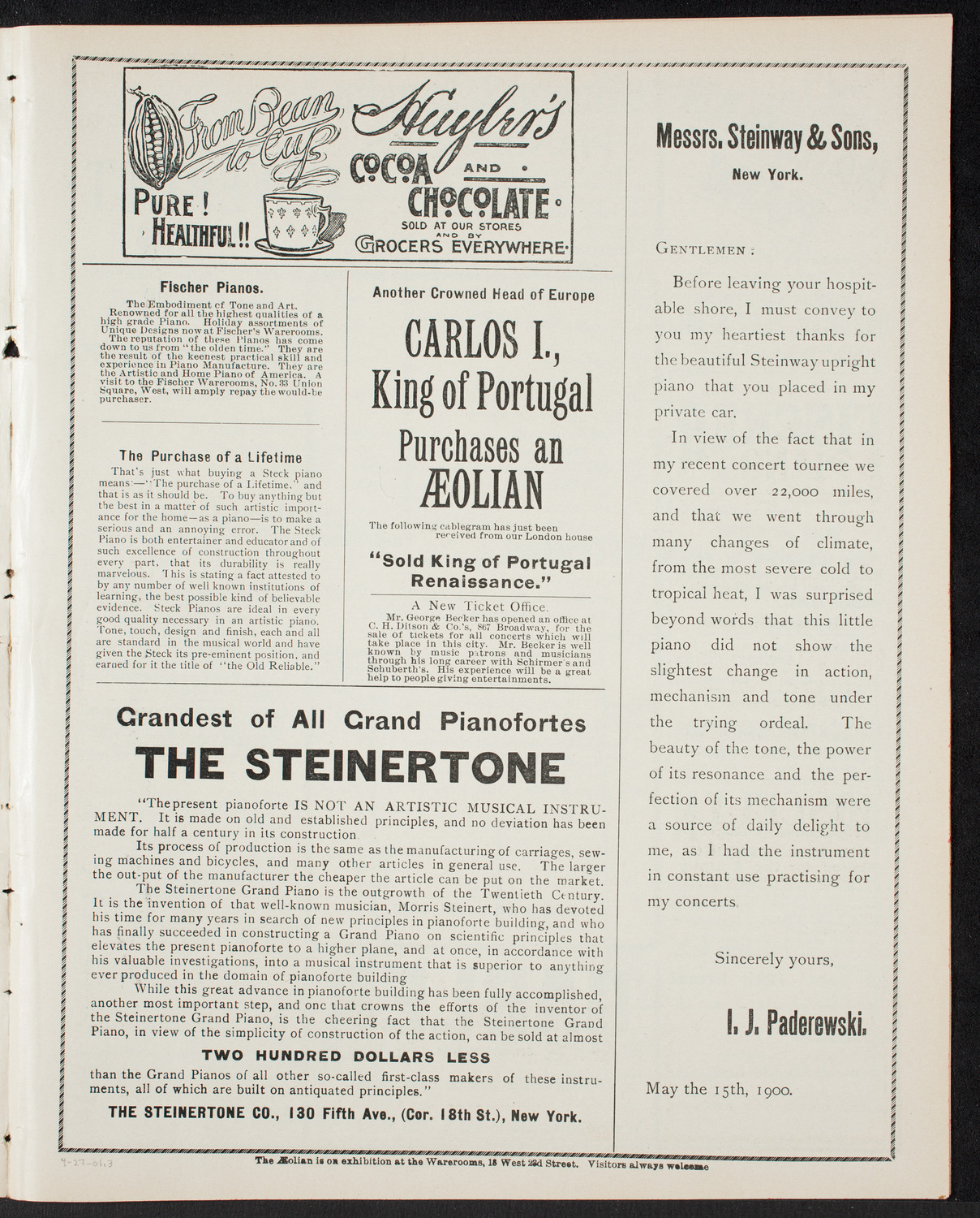 Benefit: St. Andrew's One Cent Coffee Stands, April 27, 1901, program page 5