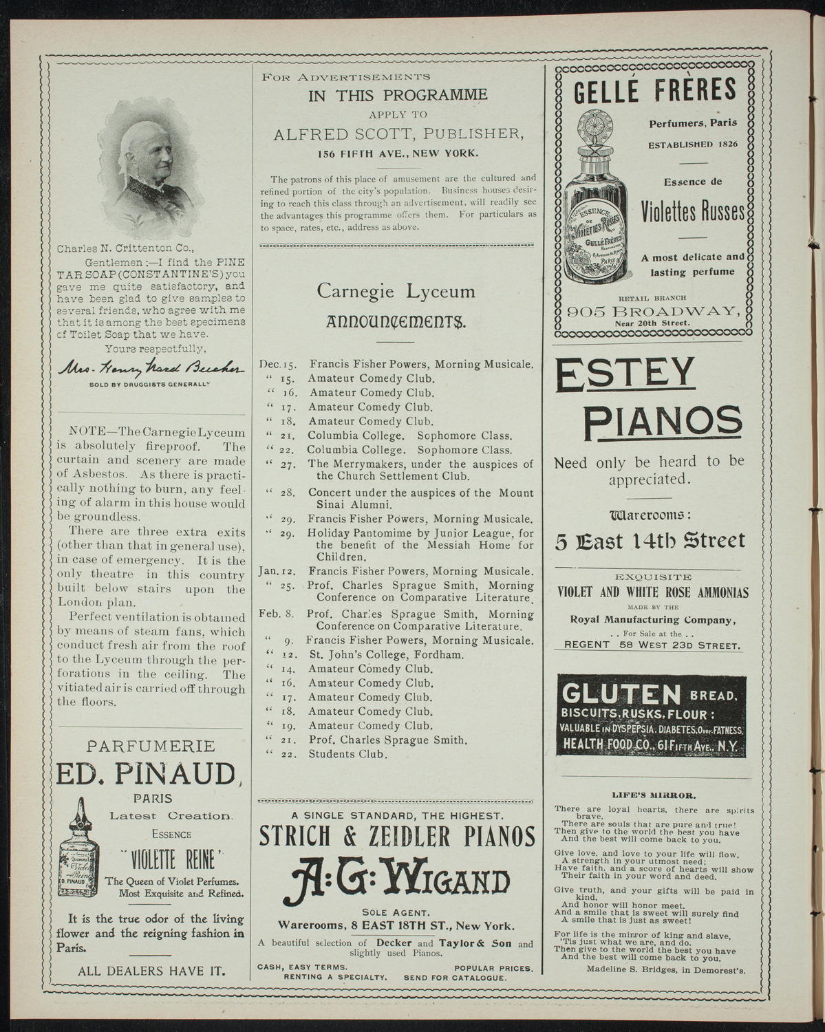 Amateur Comedy Club, December 13, 1897, program page 2