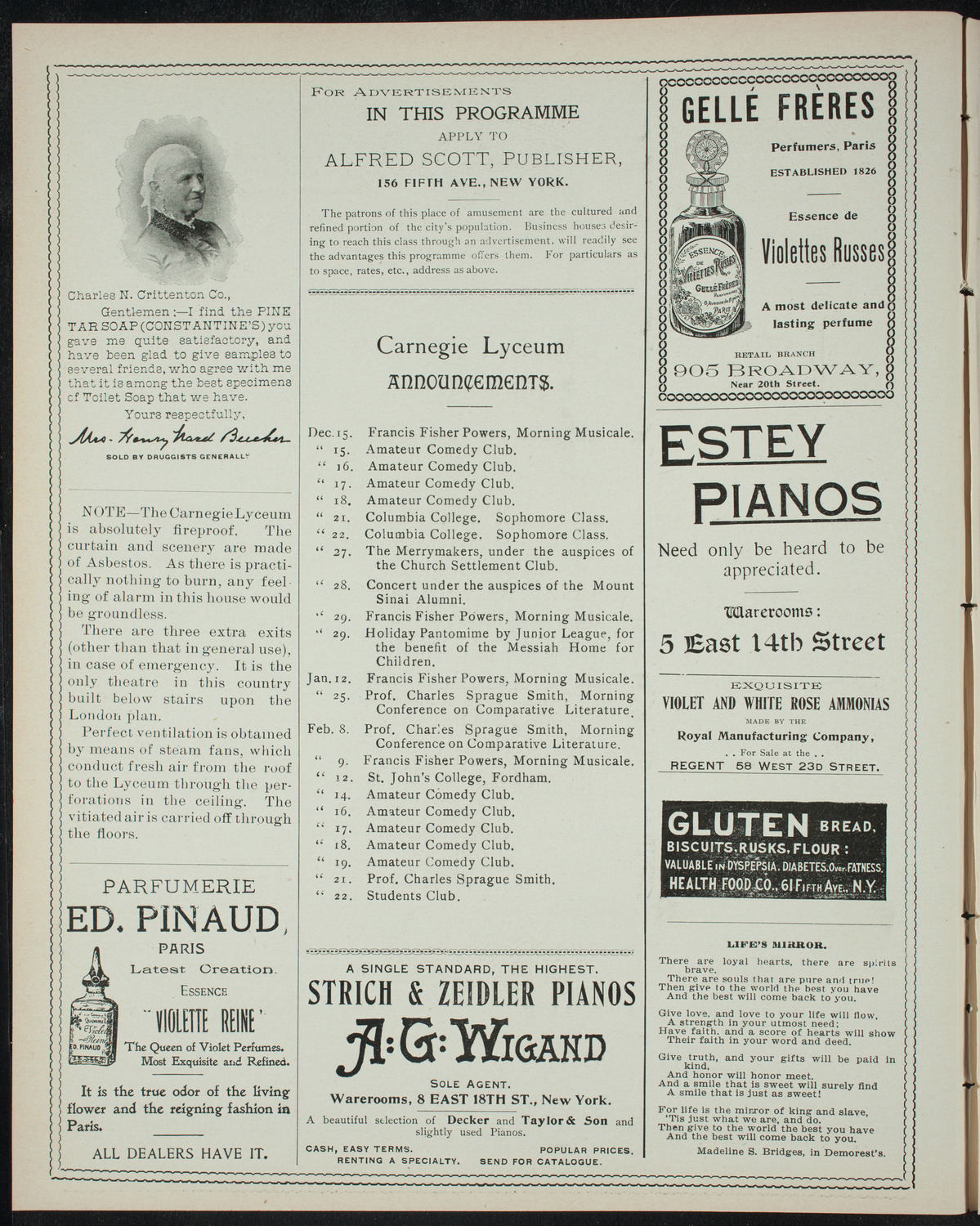 Amateur Comedy Club, December 13, 1897, program page 2