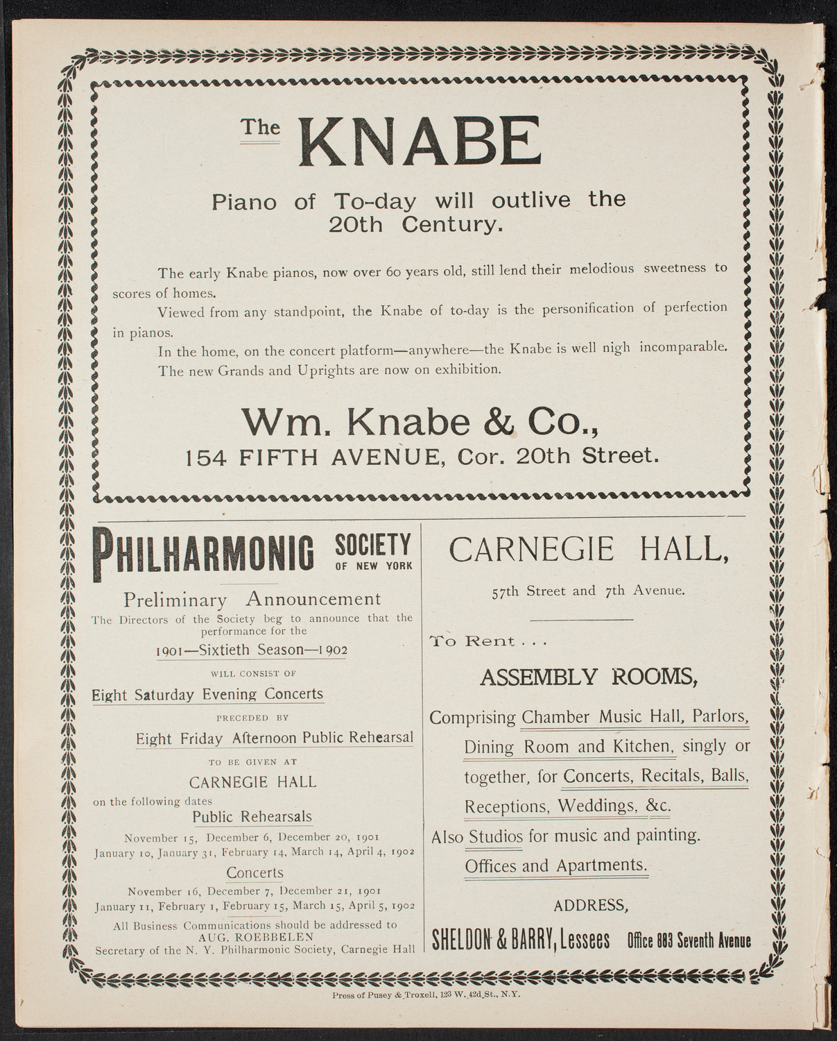 Anniversary Program of the New York Society for Ethical Culture, May 3, 1901, program page 8