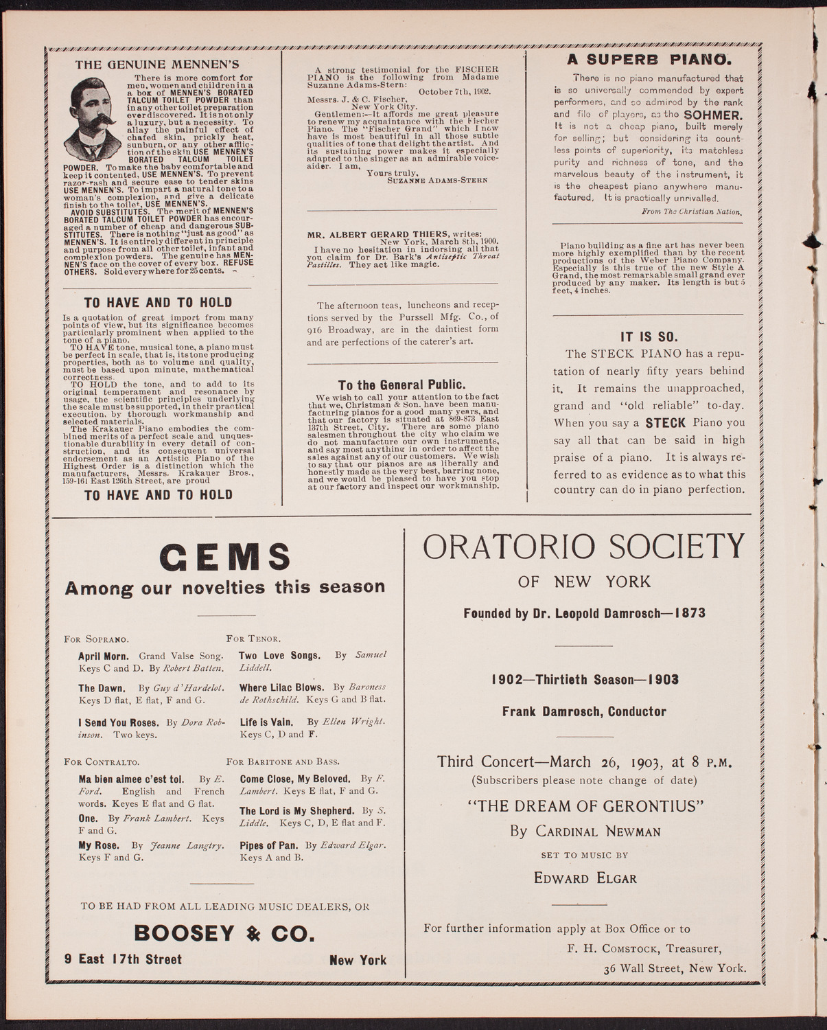 Josephy Horodas, E. Sarda de Bassini, Vera de Bassini, A. de Bassini, and Beatrice Eberhard, December 28, 1902, program page 10