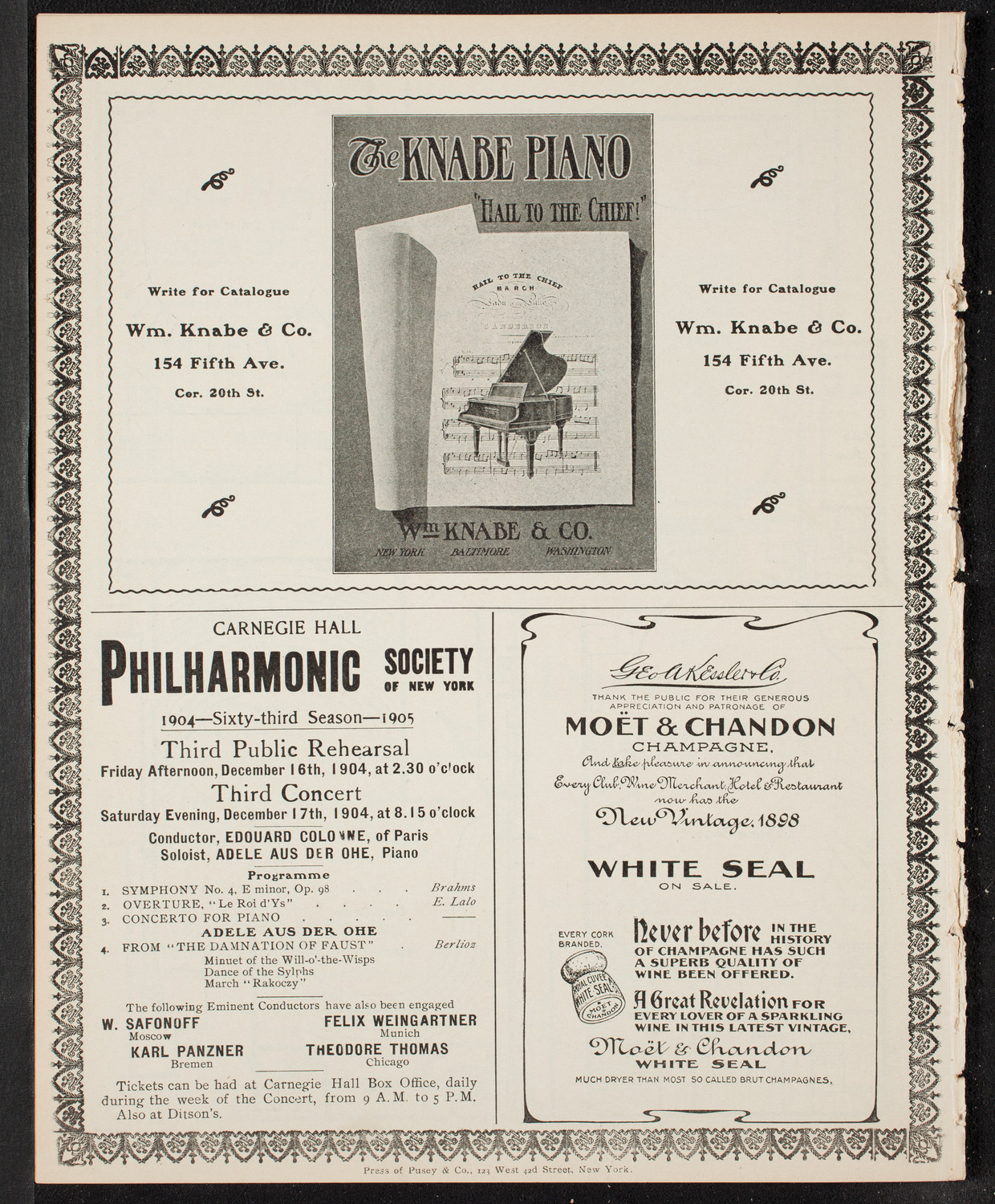 New York Philharmonic, December 3, 1904, program page 12