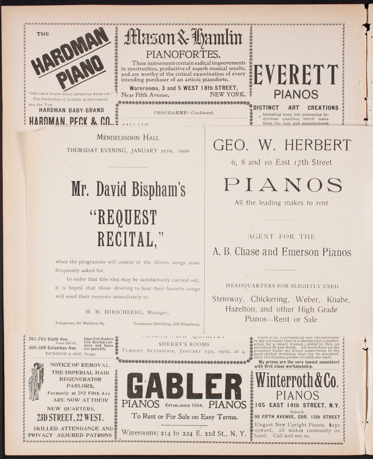 Ignacy Jan Paderewski, Piano, January 20, 1900, program page 10