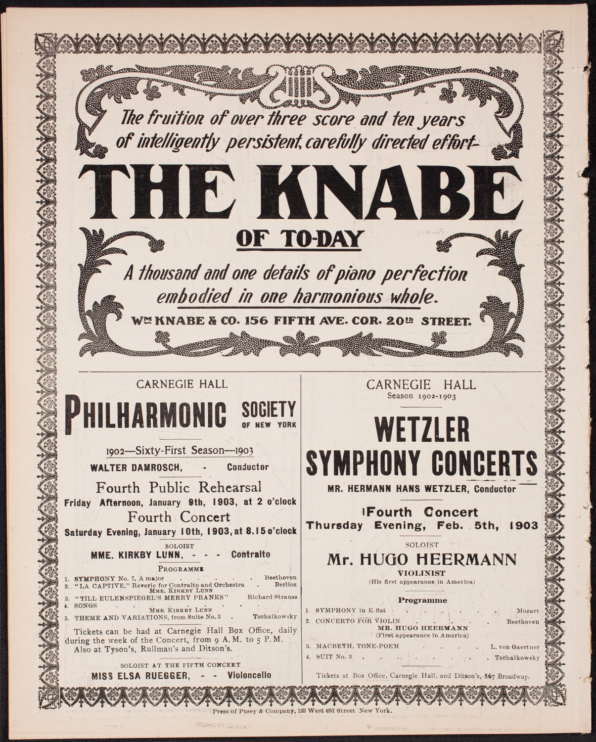 Kaltenborn Sunday Evening Concert, January 4, 1903, program page 12