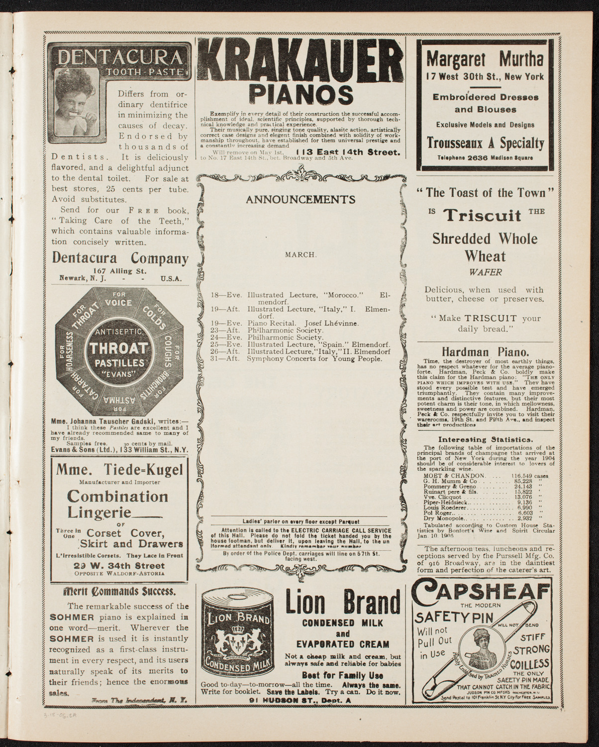 Henri Marteau, Jean Gerardy, and Anna Schelke with New York Symphony Orchestra, March 18, 1906, program page 3