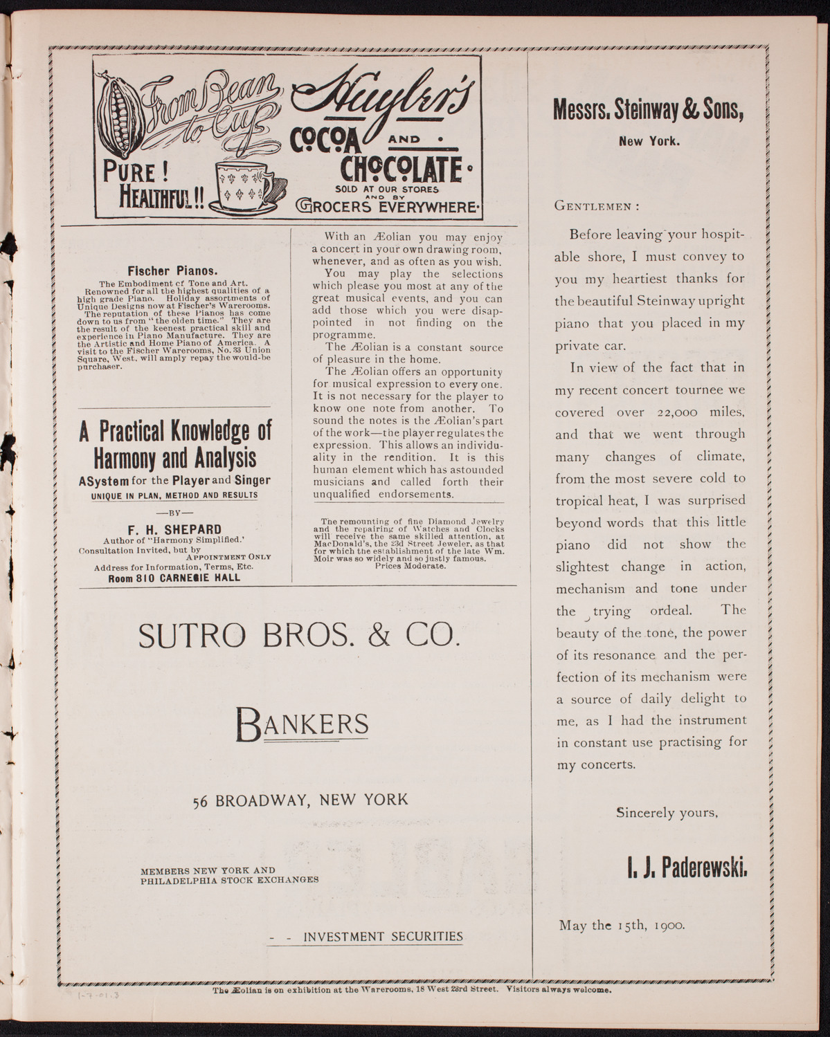 Benefit: Workingman's School and District Nursing Department, January 7, 1901, program page 5