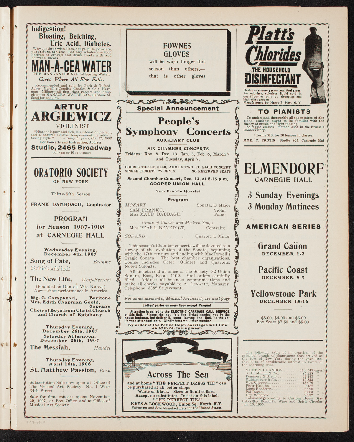 Benefit: German Hospital and Dispensary, November 27, 1907, program page 9