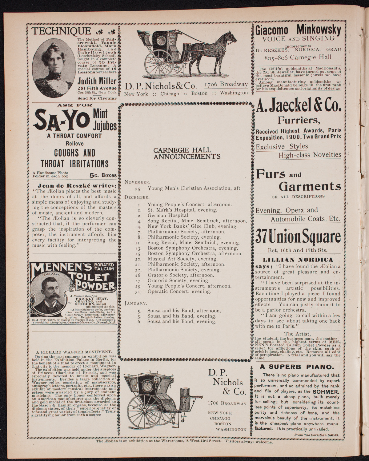 Oratorio Society of New York, November 24, 1900, program page 2