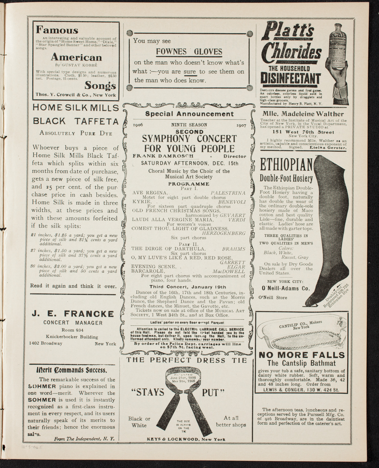 Boston Symphony Orchestra, December 8, 1906, program page 9