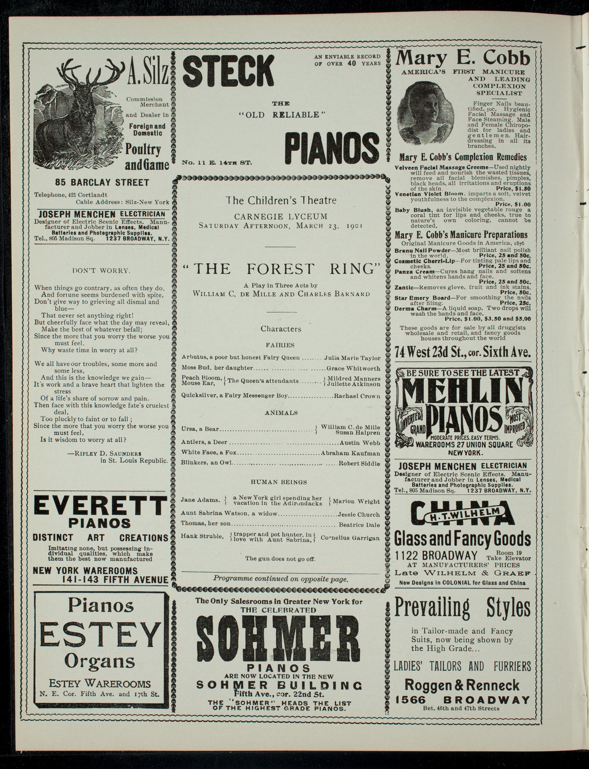 The Children's Theatre, March 23, 1901, program page 2