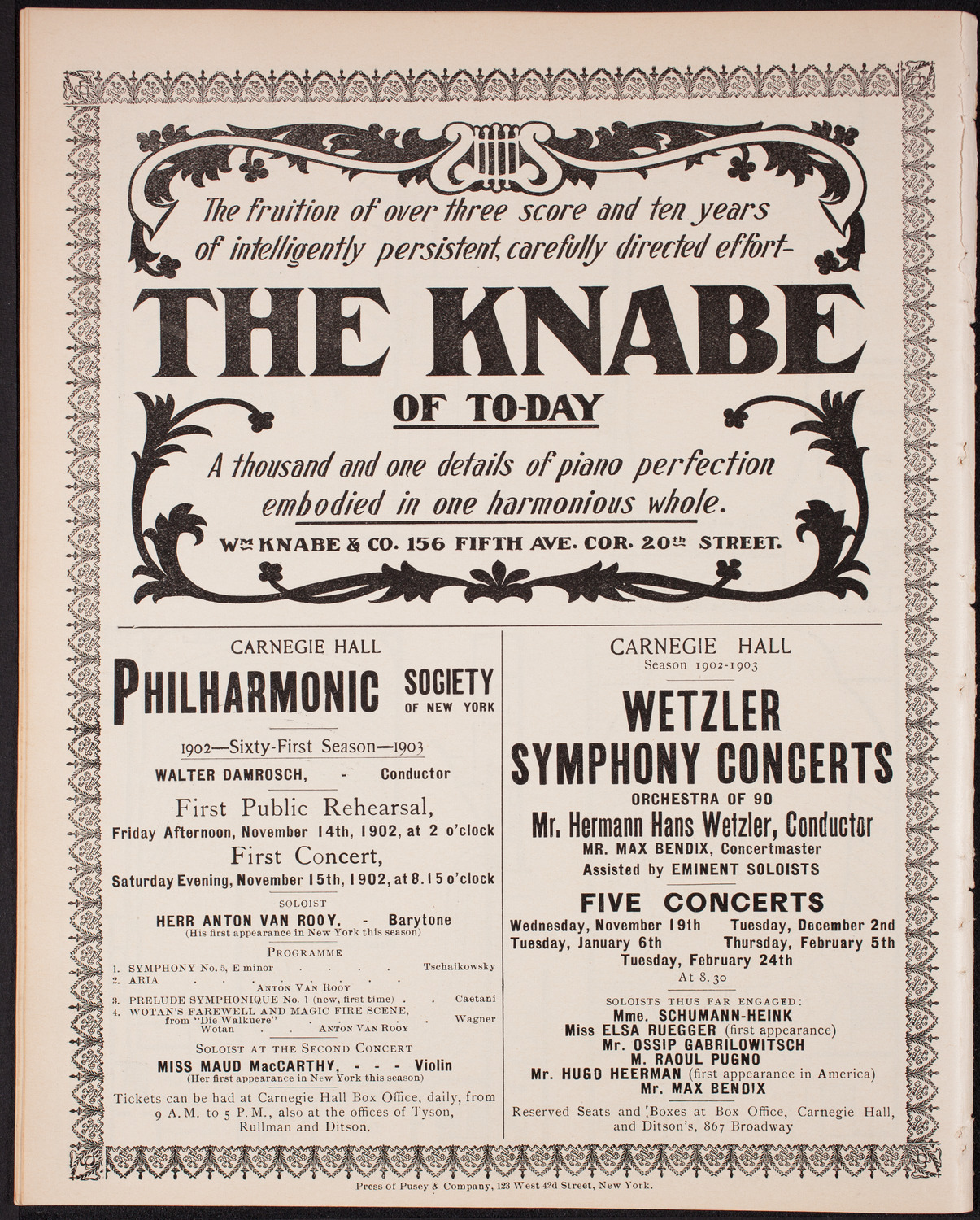Benefit: St. Malachy's Roman Catholic Church, November 9, 1902, program page 12