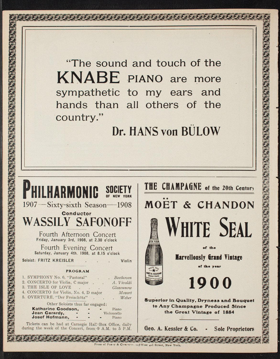 Musical Art Society of New York, December 19, 1907, program page 12