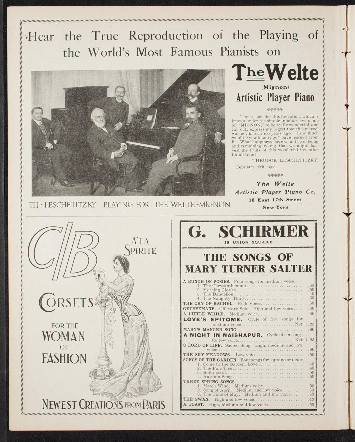 New York Philharmonic, November 17, 1906, program page 8
