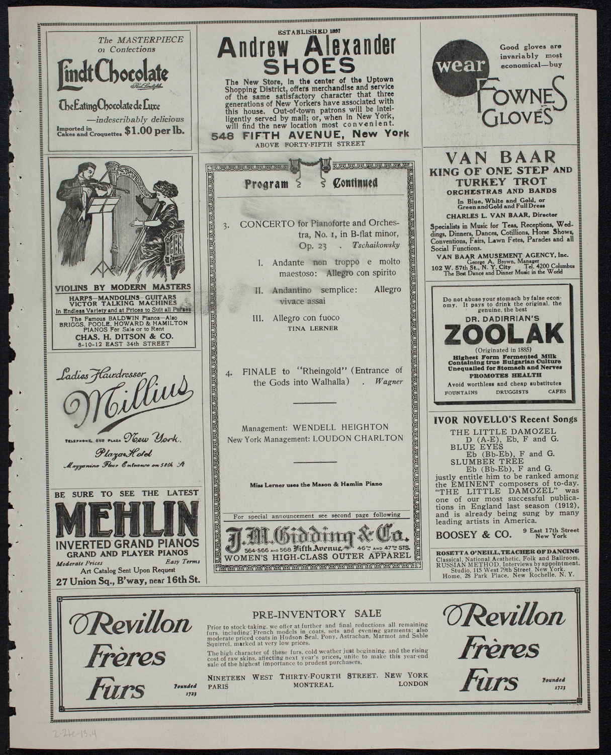 Minneapolis Symphony Orchestra, February 21, 1913, program page 7