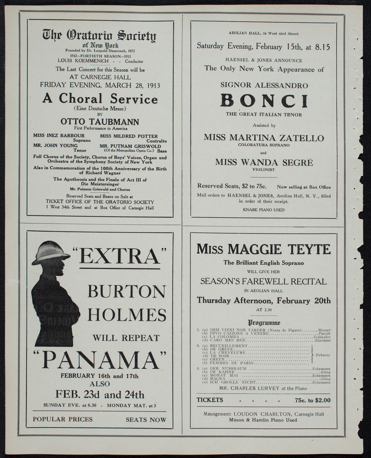 New York Philharmonic, February 13, 1913, program page 10