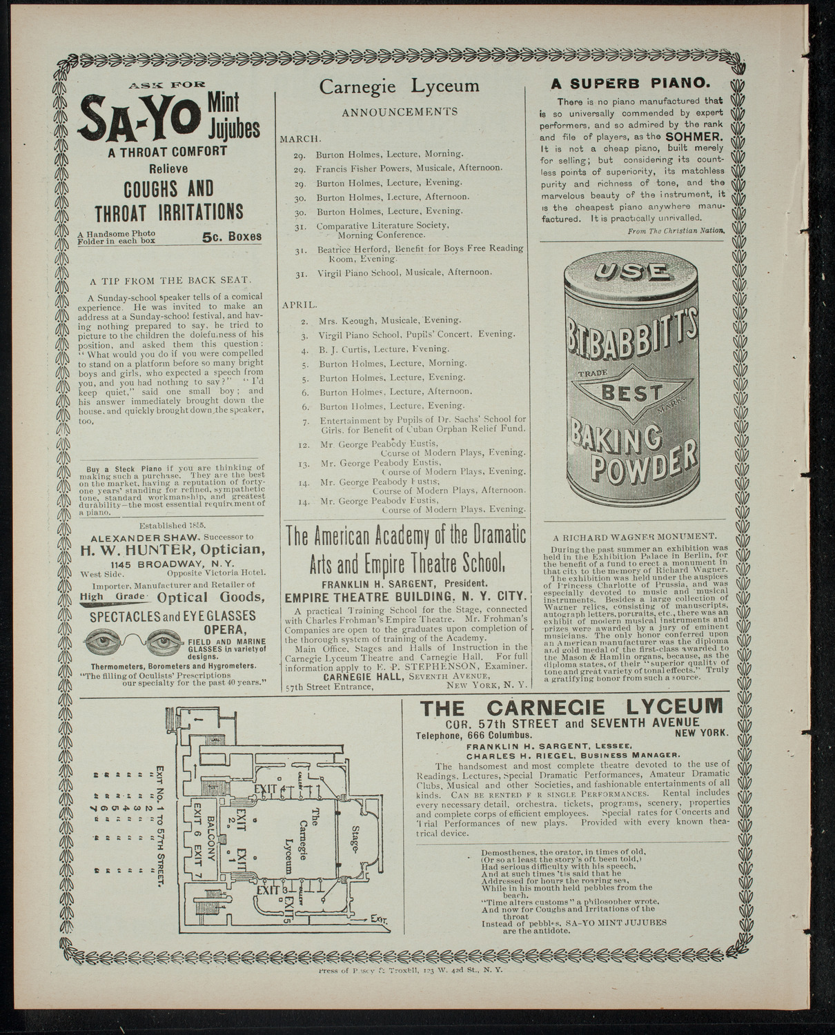 First Annual Vaudeville of the Salmagundi Club, March 28, 1900, program page 4