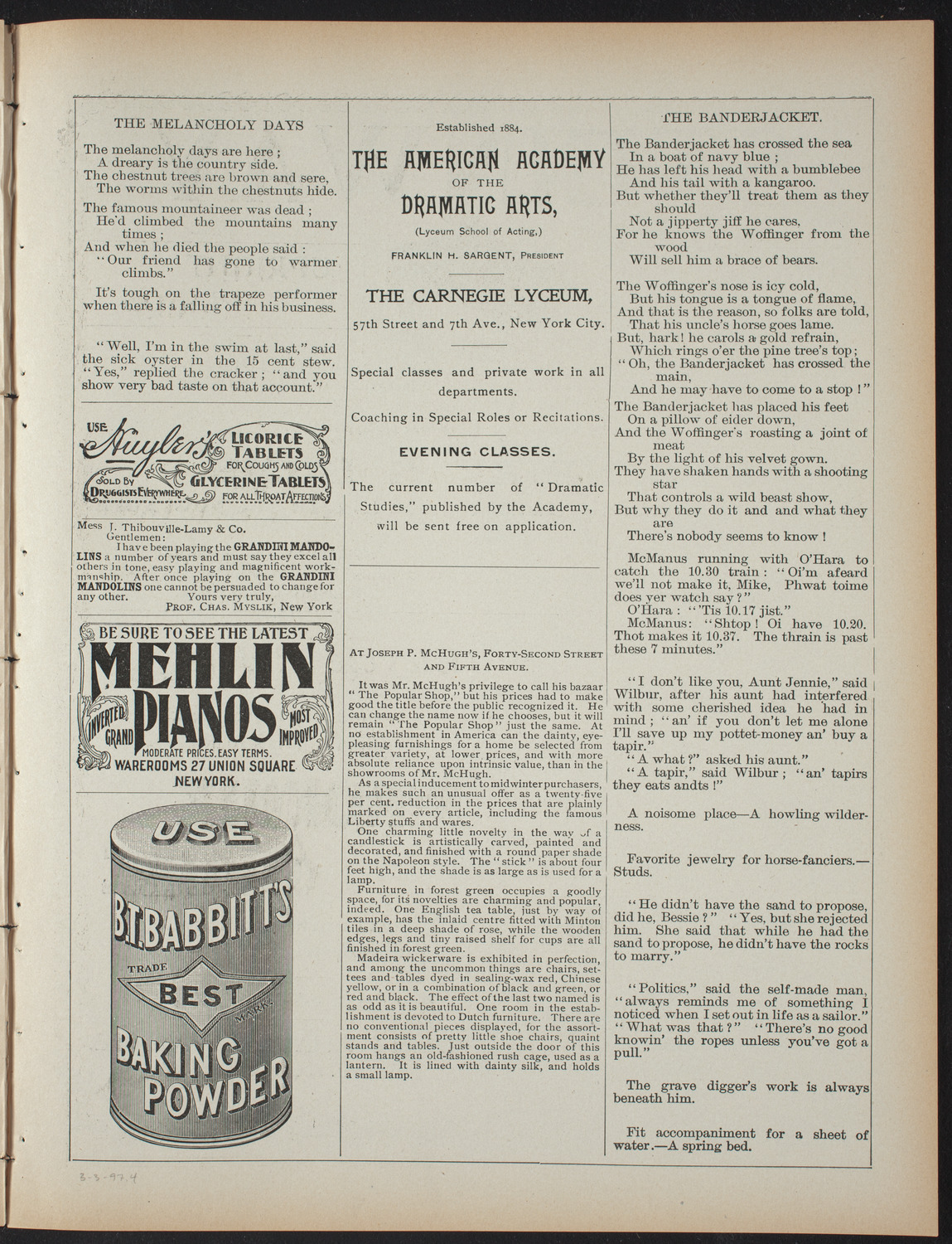 Lecture Series: Sociology in its Practical Aspects, March 3, 1897, program page 7