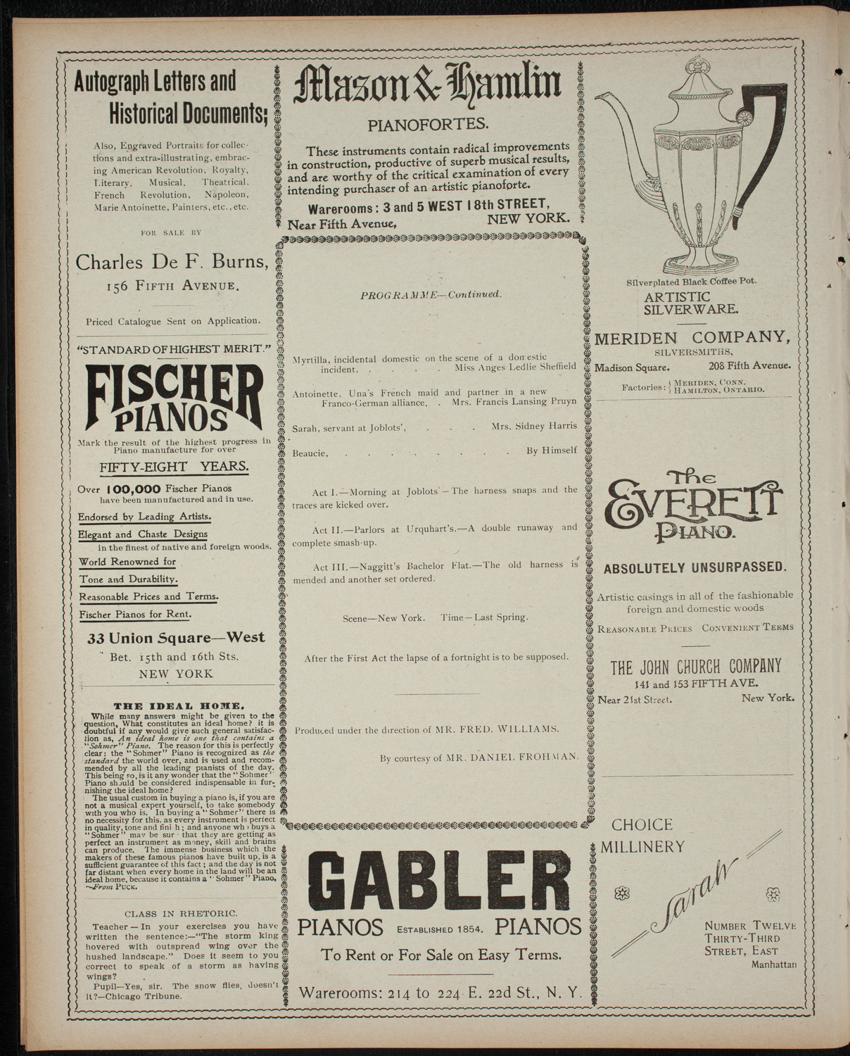 Amateur Comedy Club, December 17, 1898, program page 6