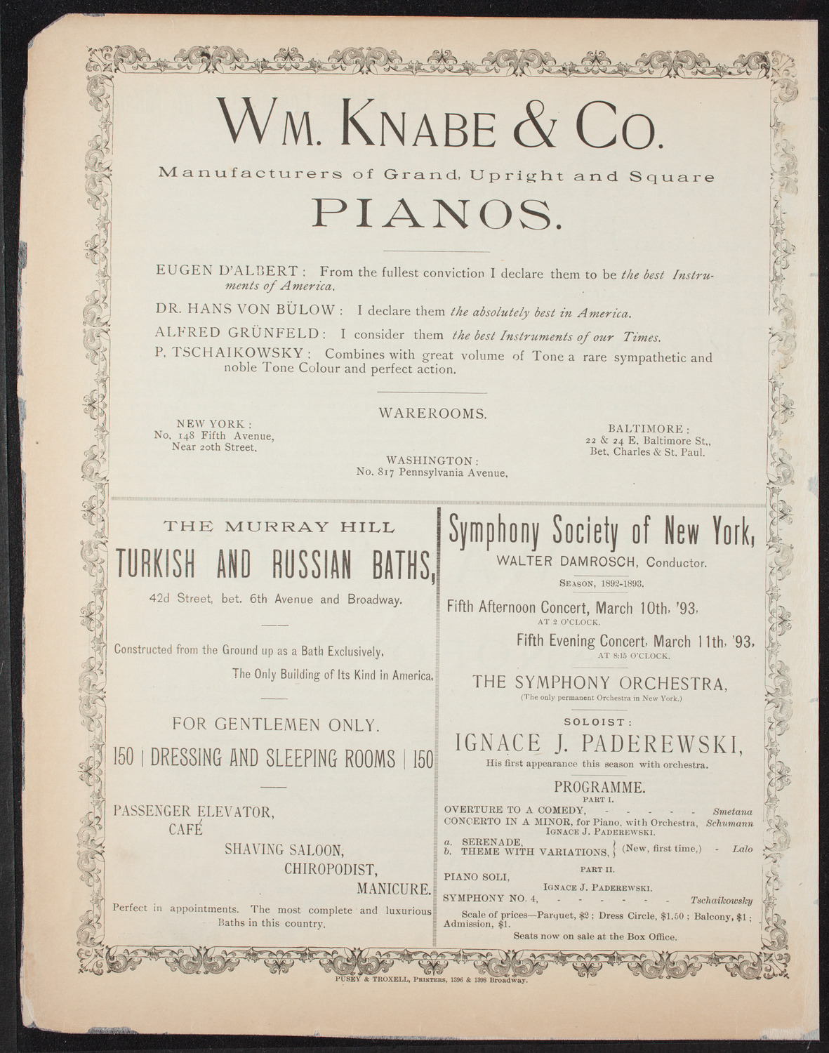 Beethoven String Quartet, March 9, 1893, program page 4