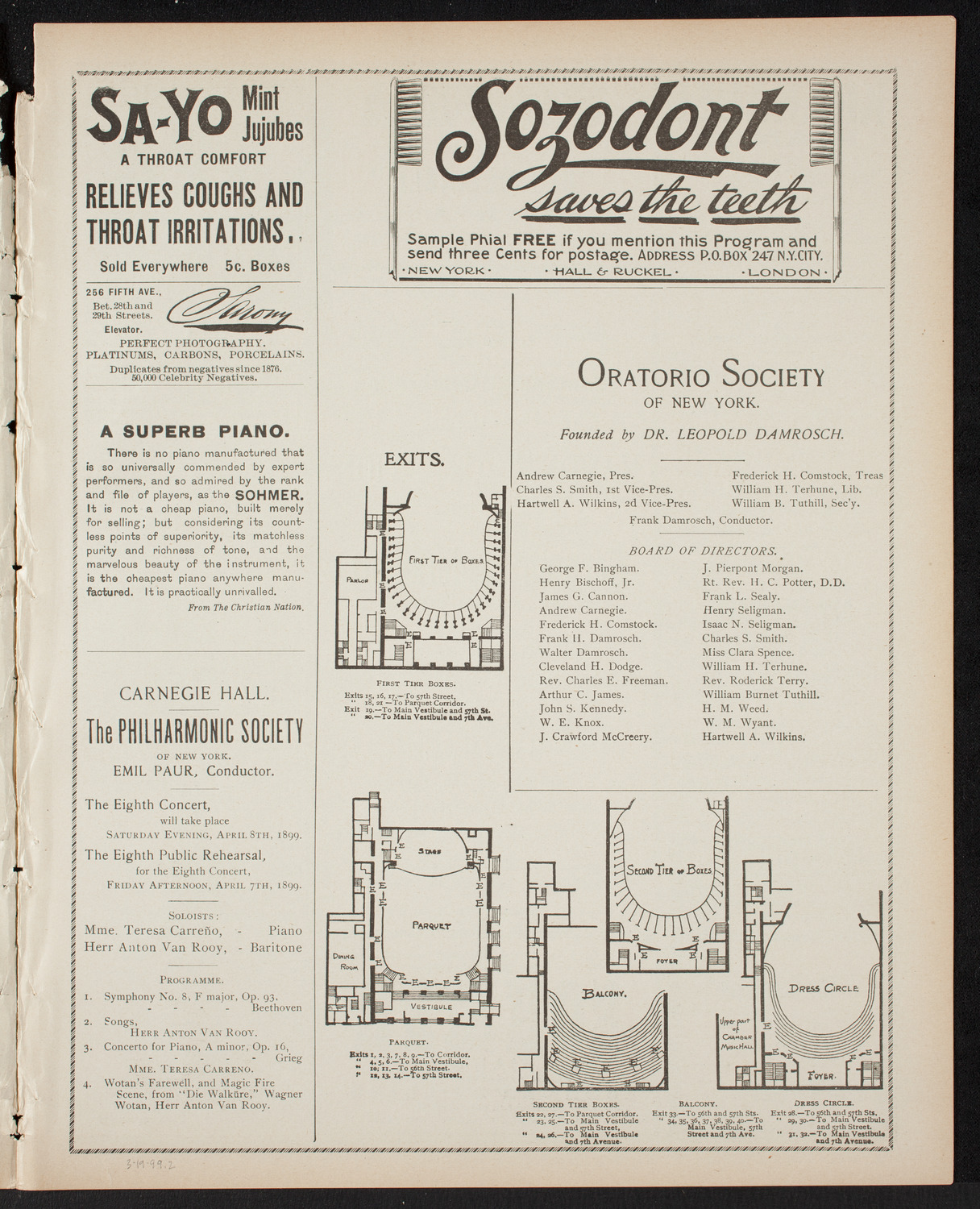 German Liederkranz, March 19, 1899, program page 3