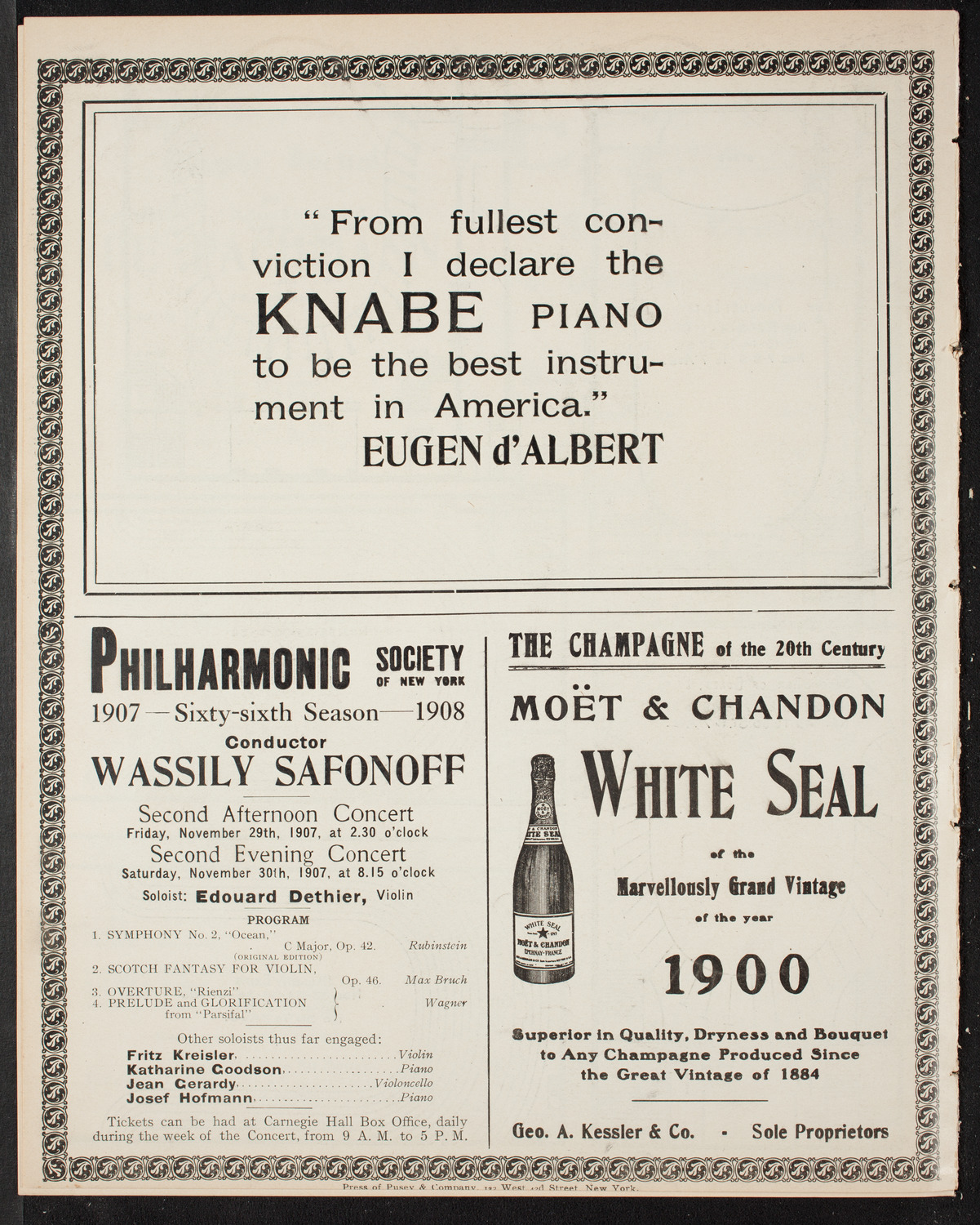 Vladimir de Pachmann, Piano, November 19, 1907, program page 12