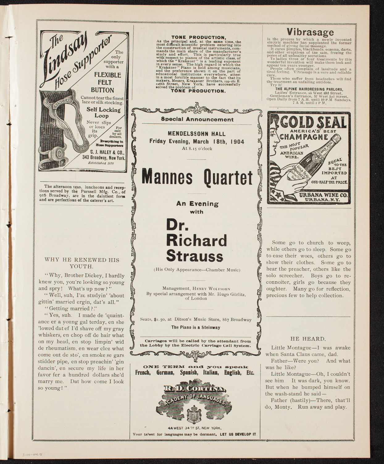 Musical Art Society of New York, March 10, 1904, program page 9